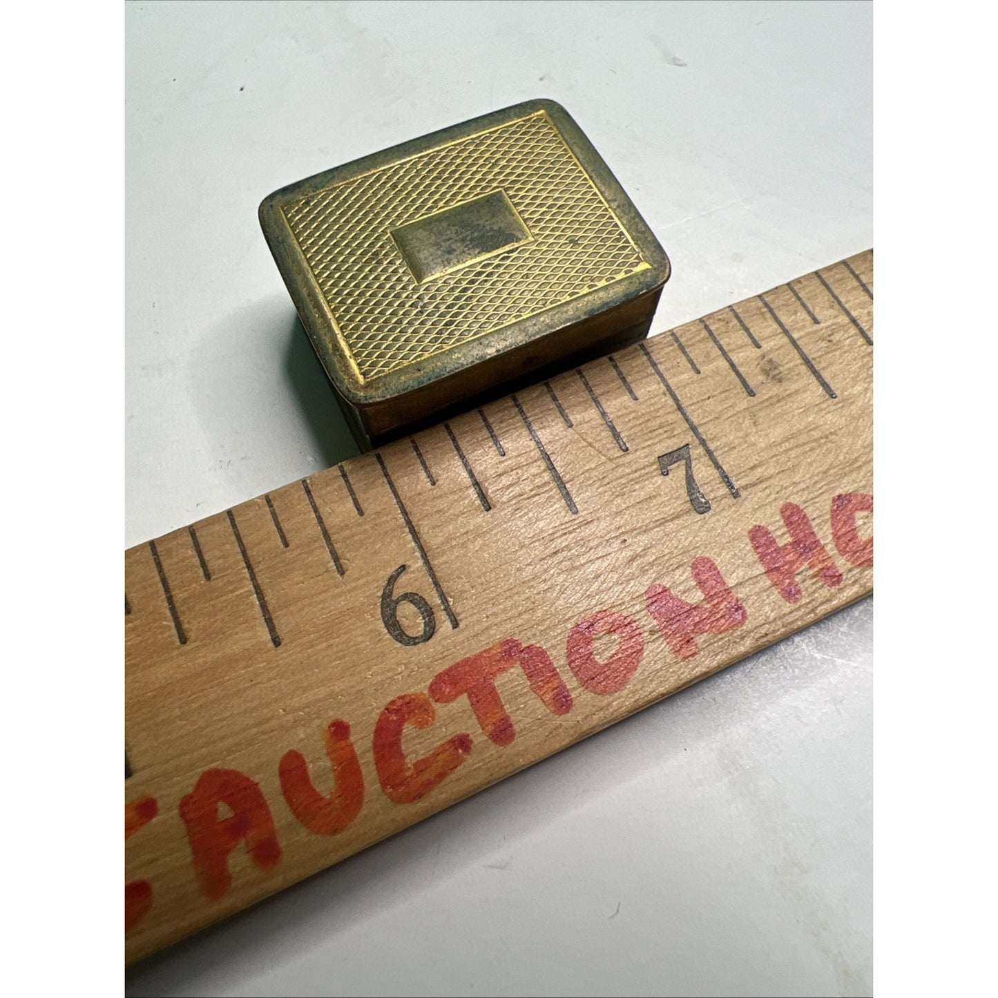 Vintage Volupte USA Perfume Little Brass Snuff Pill Box Antique Miniature