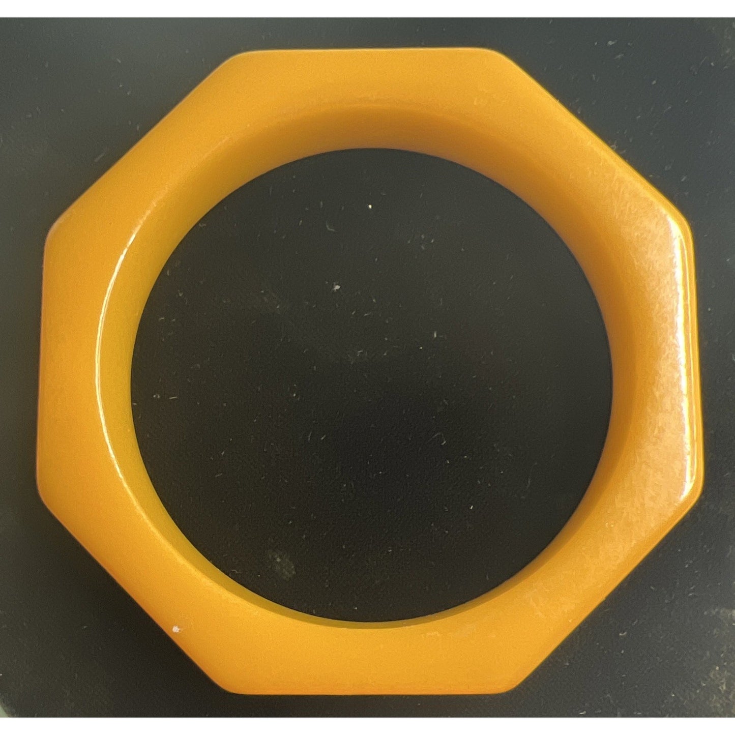 Gorgeous Vibrant Rich Yellow Bakelite Octagonal Bangle Bracelet 2.5” Opening
