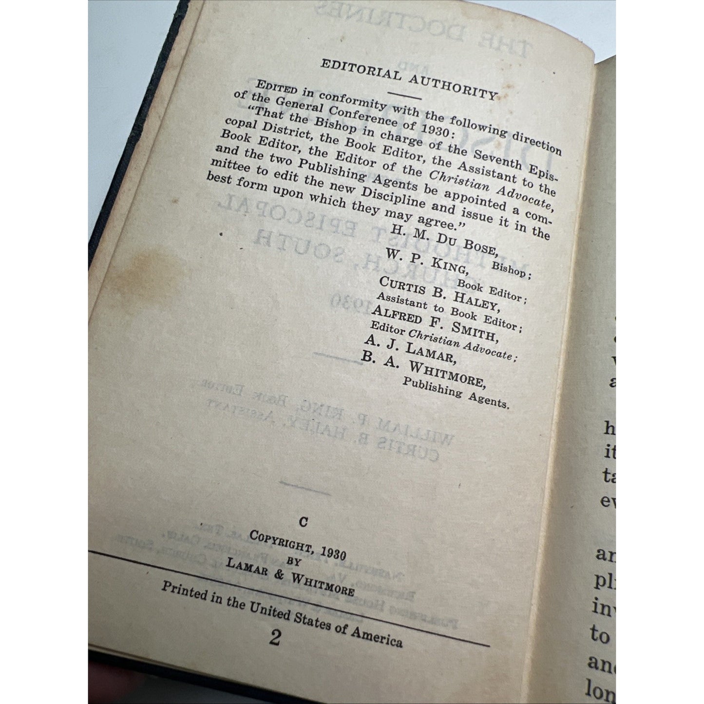 The Doctrines and Discipline of the Methodist Episcopal Church, South 1930 HC