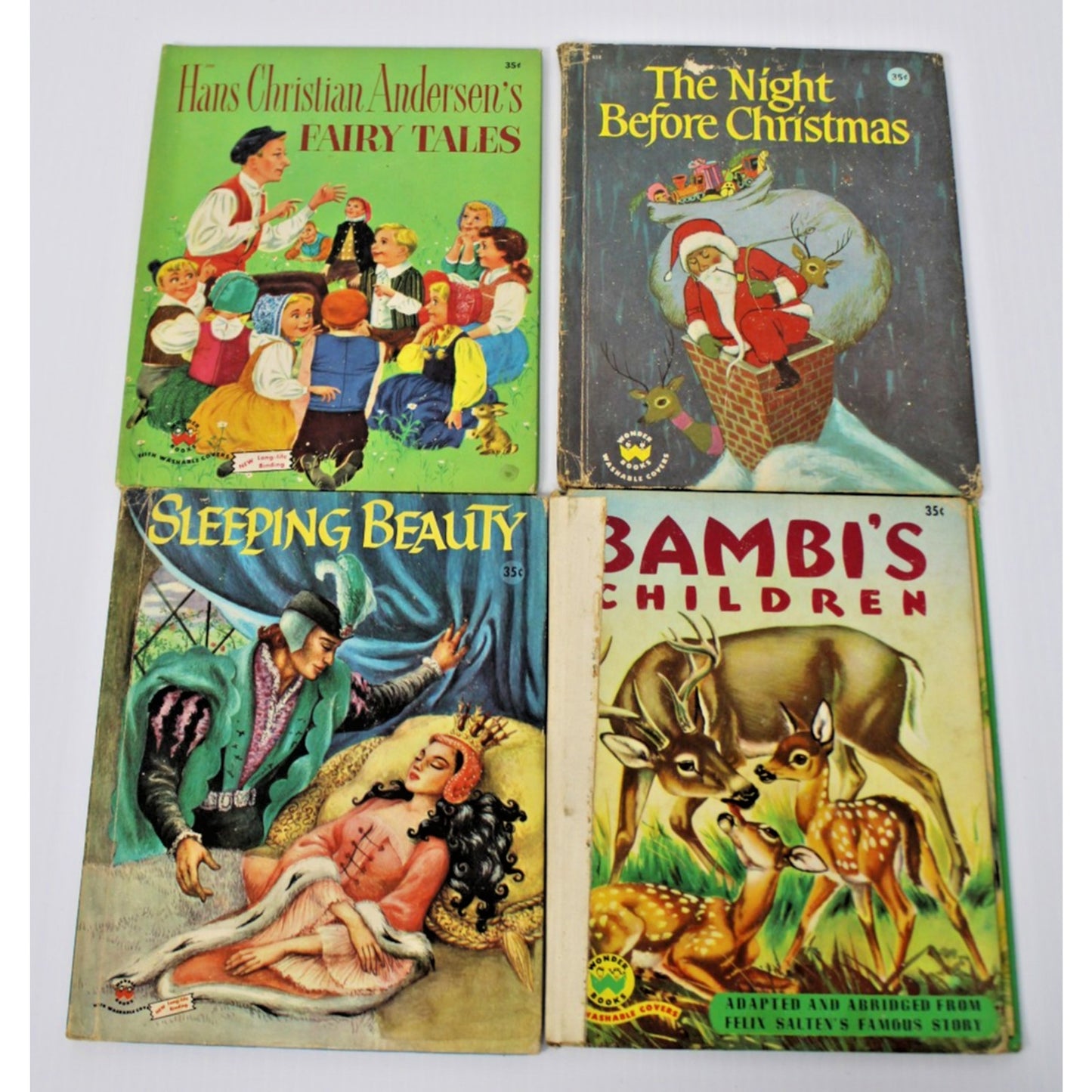 4 Vintage 1950s Children's Wonder Books- Classic Fairy Tales, Baby Gift, Nursery