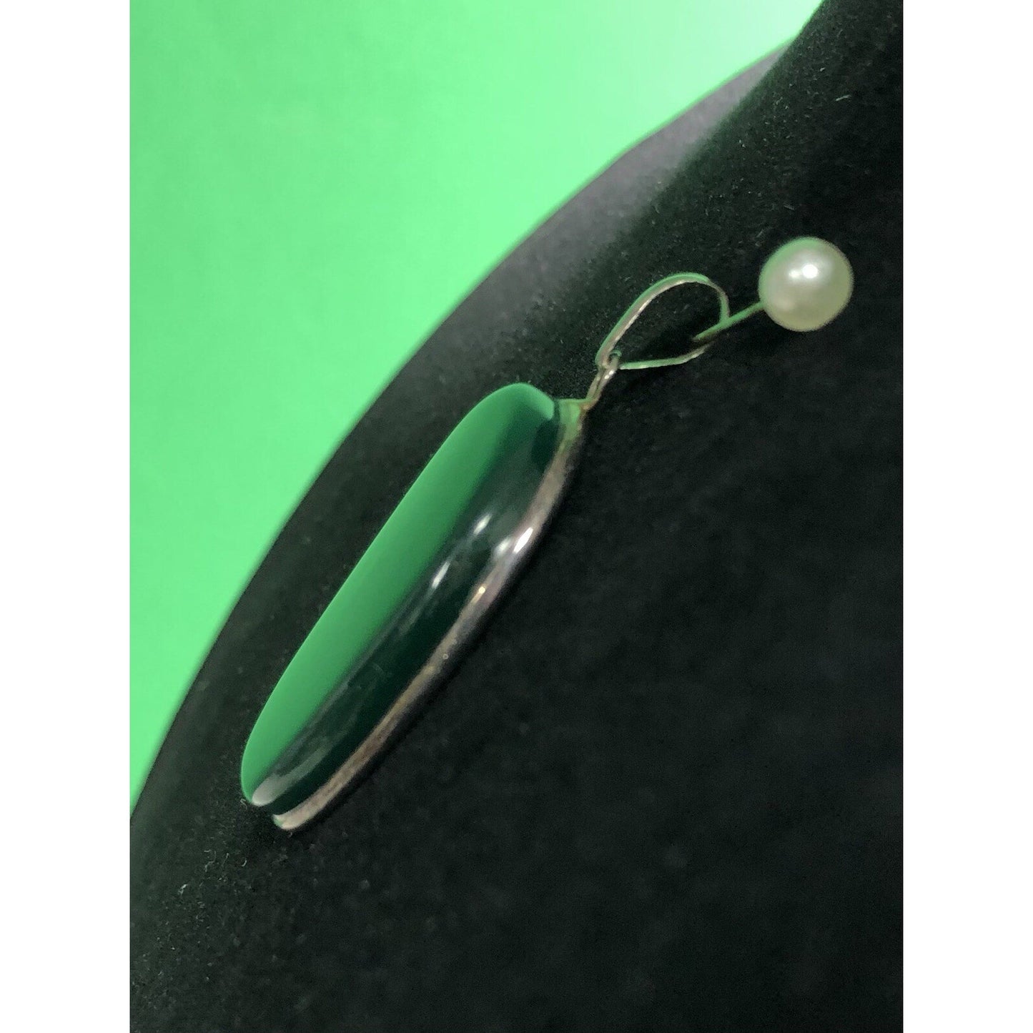 925 Sterling Silver Green Onyx Charm Pendant Beautiful Woman's Gift