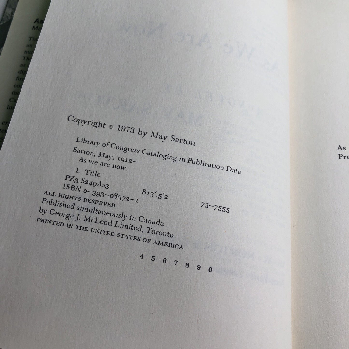 As We Are Now May Sarton Hardcover 1973 1st Edition Old Age Abuse Neglect