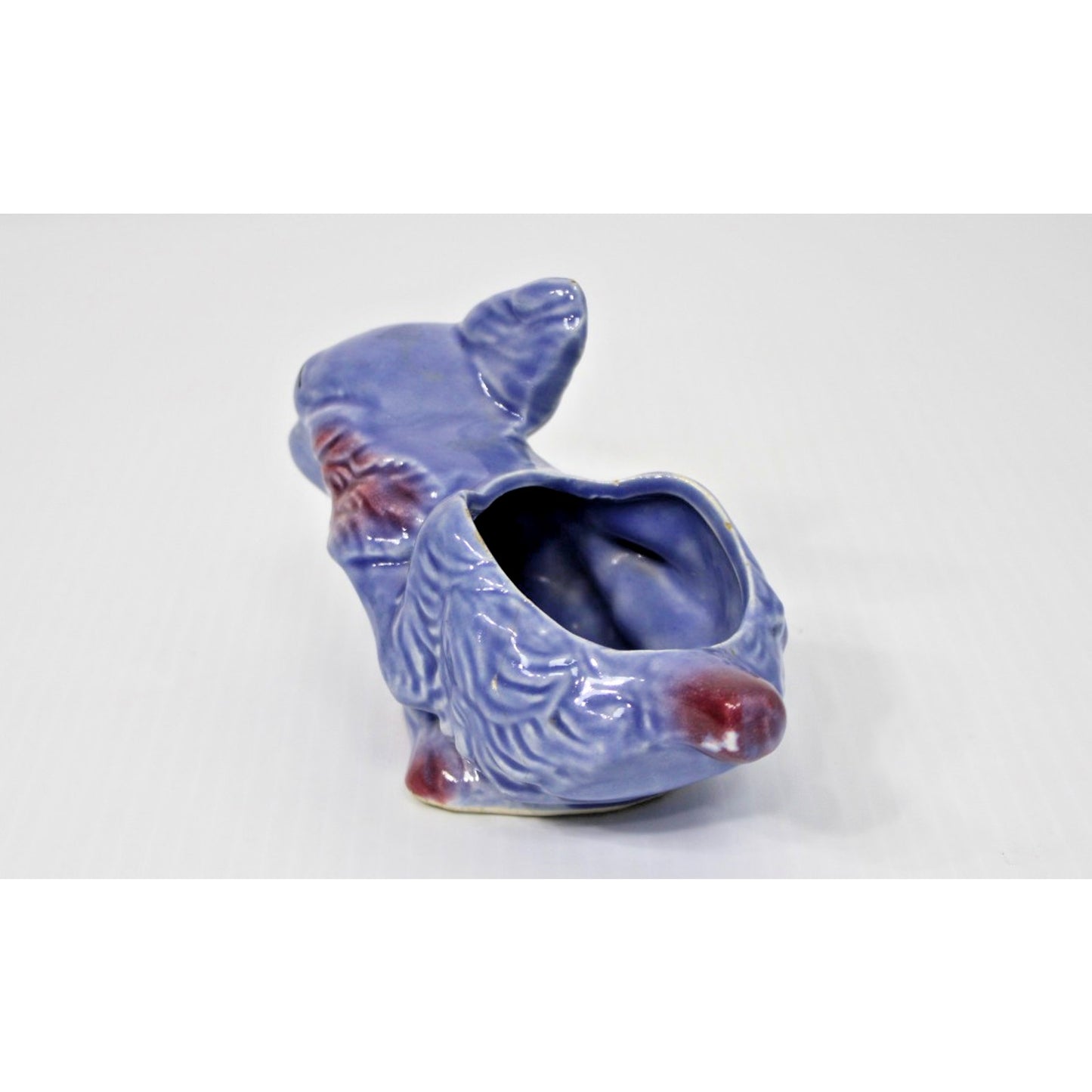 Vintage Shawnee Pottery Small Running Puppy Planter, Blue Dog, Kitschy!