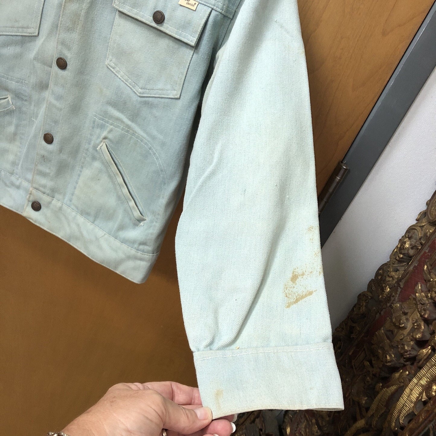 Vintage J. C. Penney Boys SUPER DENIM JACKET Snaps Slit Pockets Size 10-12