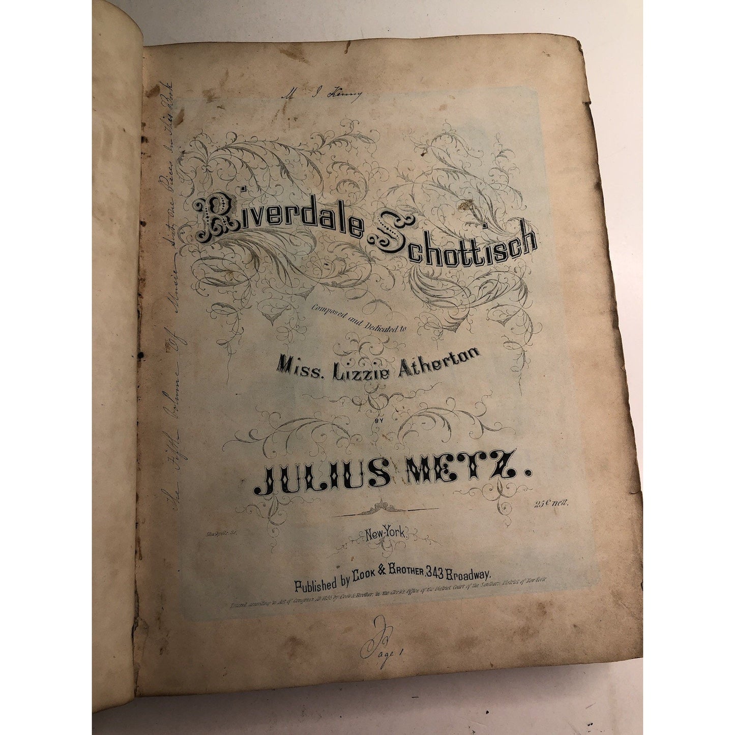 RARE Antique Bound Book of Various Sheet Music Circa Mid 1800’s Custom