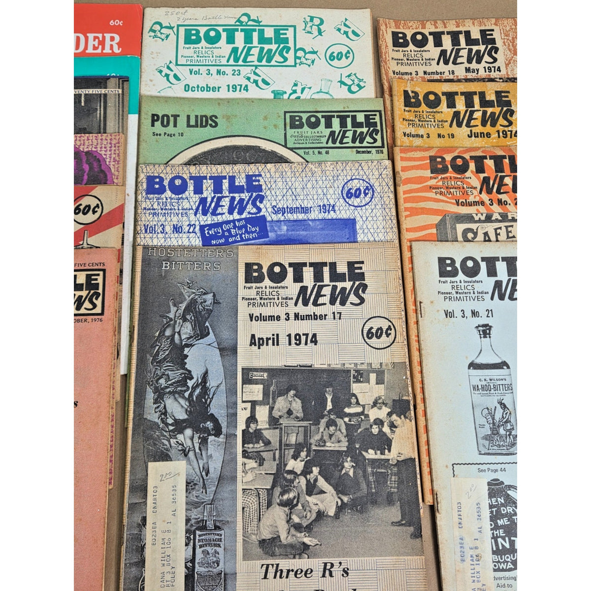 Vintage Bottle News Relics & Primitives Magazine Lot 1974-1976 Bulk Run of 20