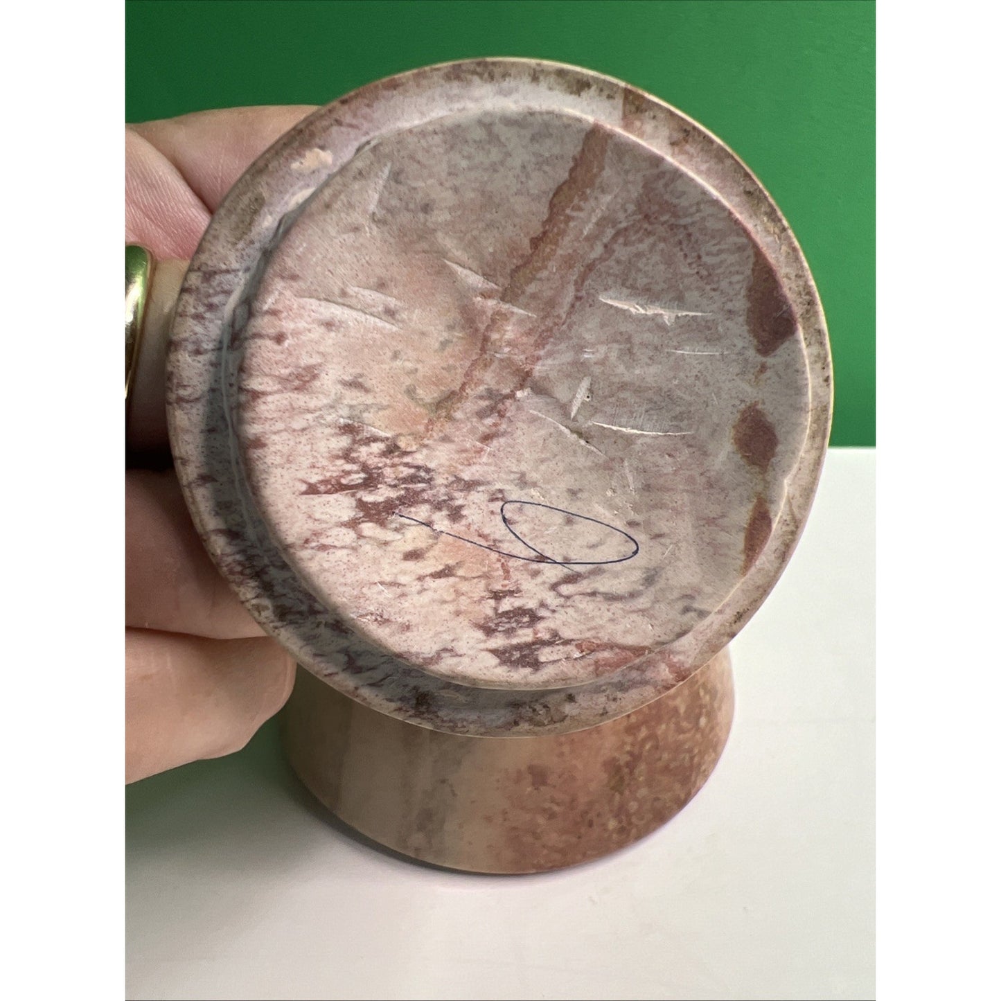 Carved Soapstone Small Jar Trinket Vanity Natural Stone with Lid