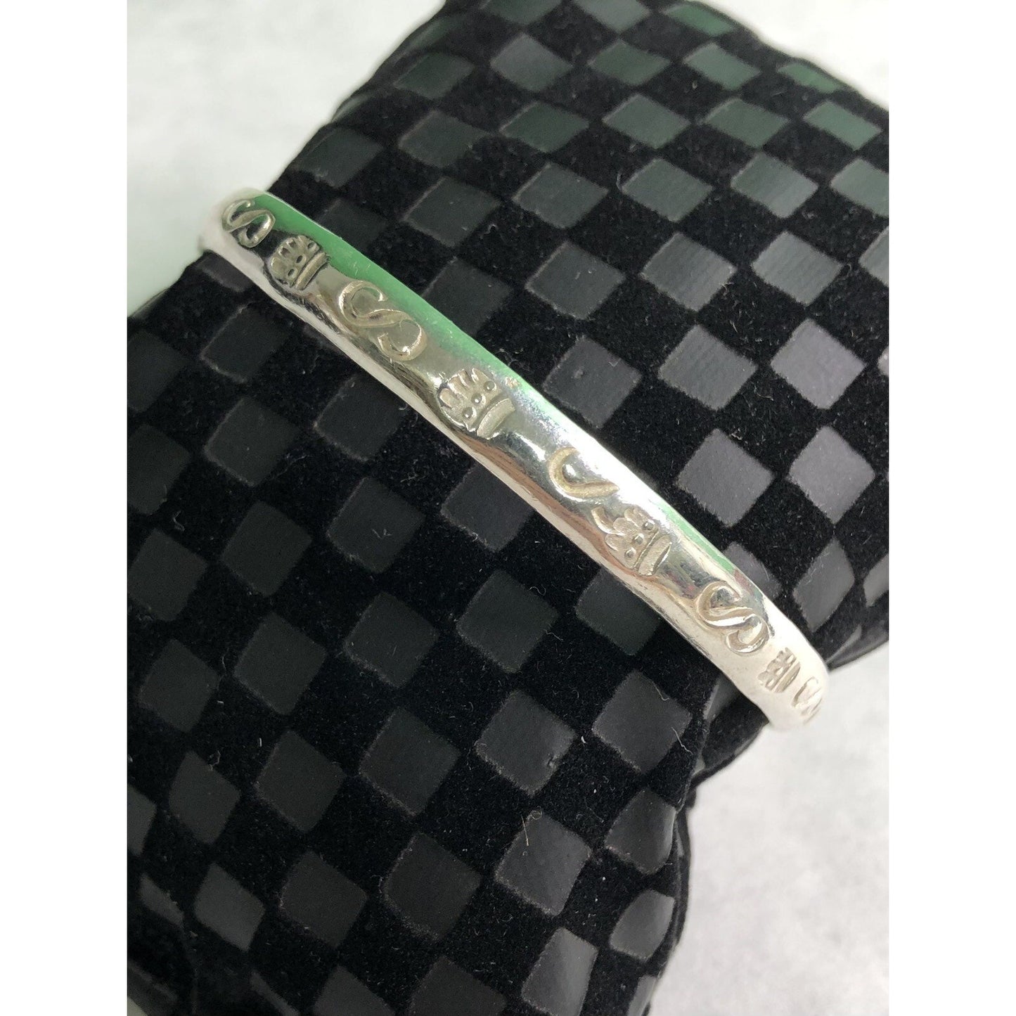 Vintage Mexican Solid Sterling Silver Bangle Bracelet Marked 20+ Grams “S”Design