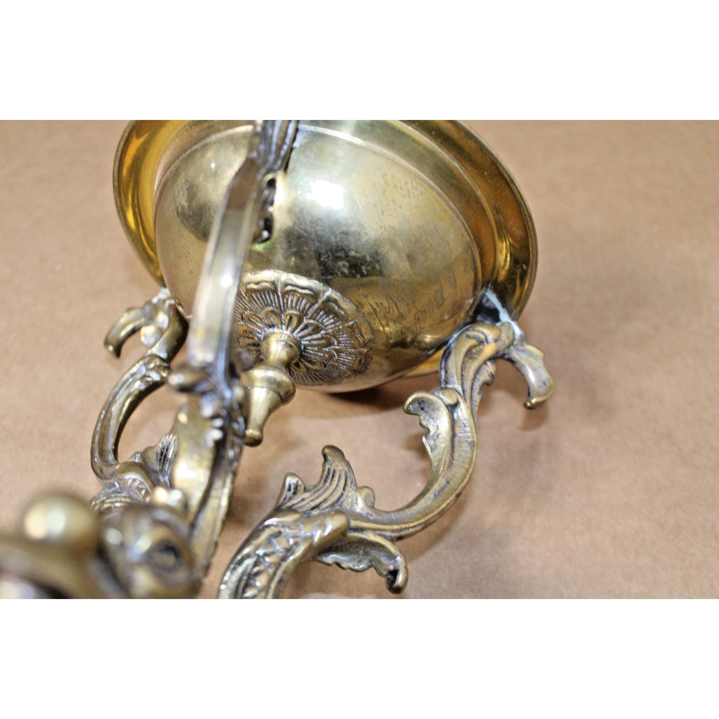 French Empire 9.5-Inch Tall Brass Lidded Bowl on Dolphin Pedestal, Gorgeous!