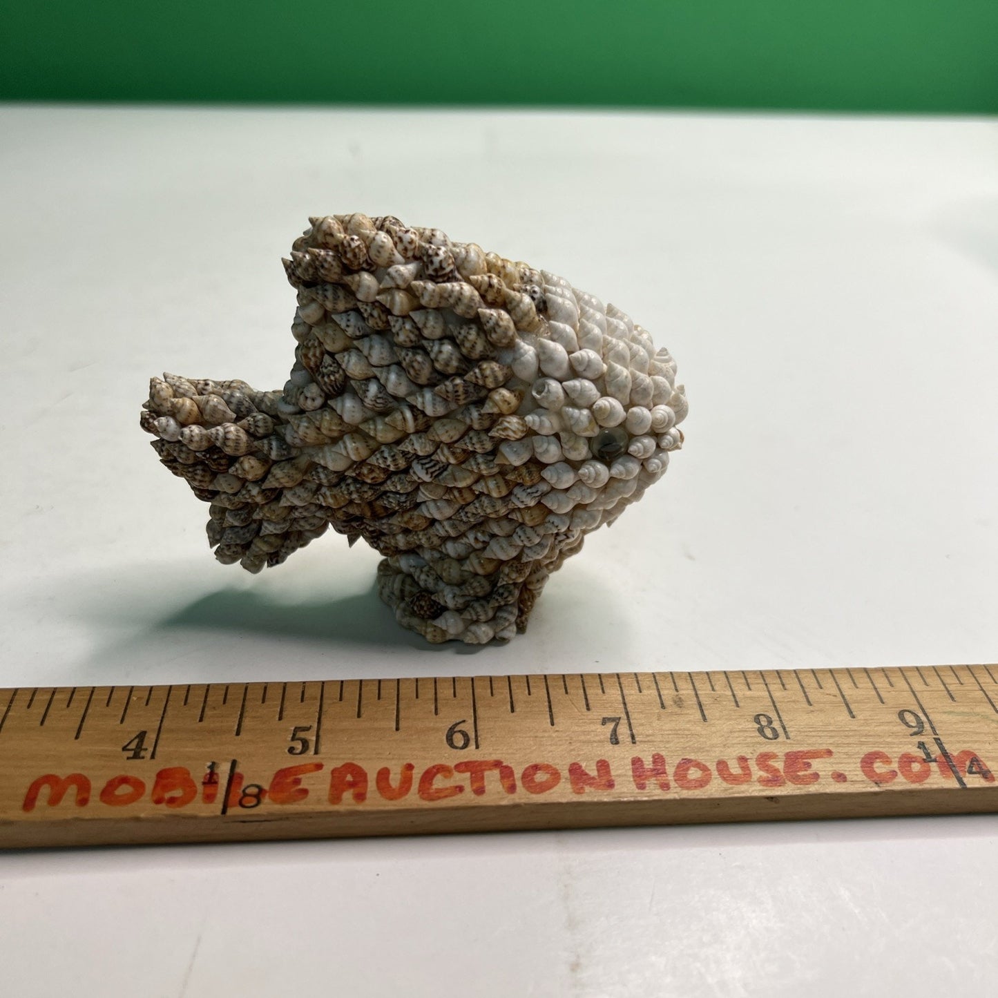 Kitschy Vintage Seashell Art Angelfish Fish Sculpture Figurine
