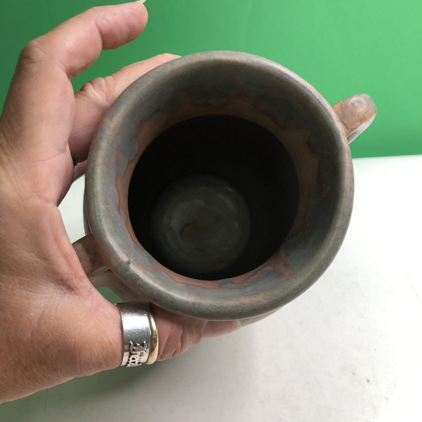 Brush McCoy 1930s Vintage Art Deco Pottery Mottled Brown Ceramic Vase