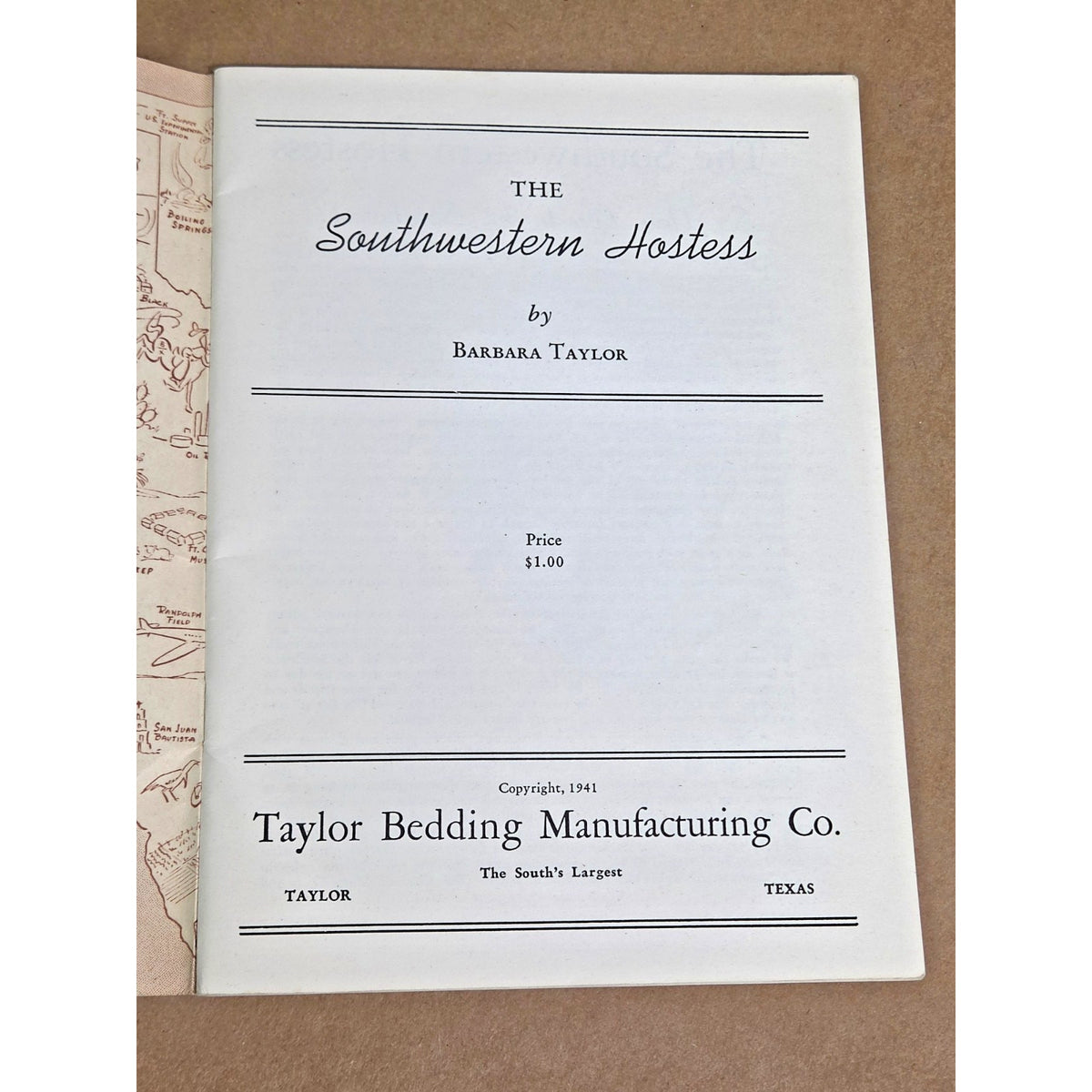 Rare 1941 "The Southwestern Hostess" Vintage Texas Ephemera Book- Barbara Taylor