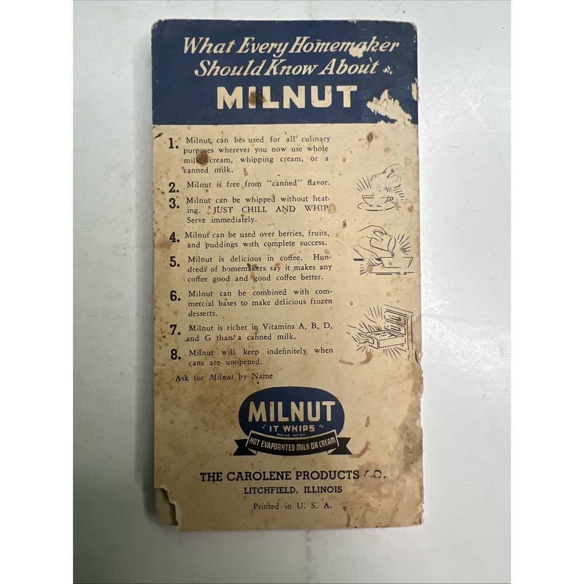 1939 Advertising Booklet 60 New Recipes For MILNUT “It Whips” Milk Substitute