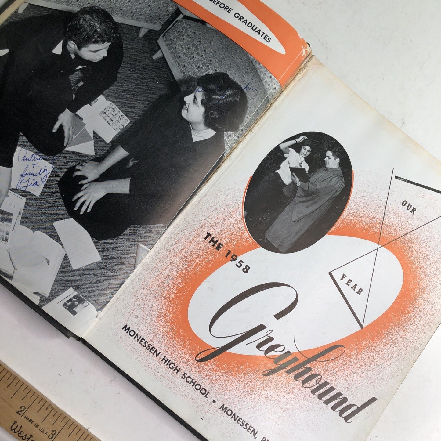 1958 GREYHOUND YEARBOOK Monessen Pennsylvania PA High School