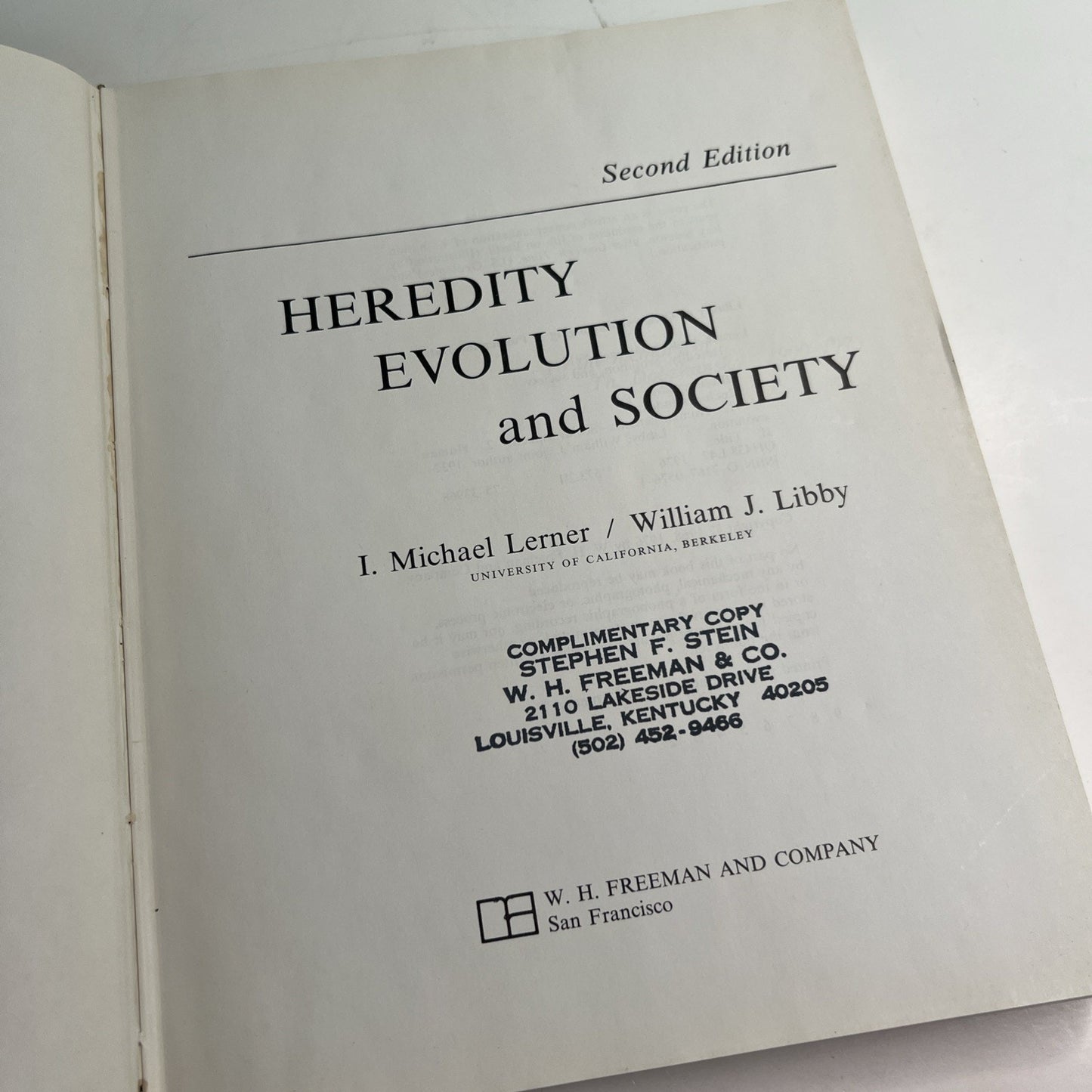 1976 Heredity Evolution Society 2nd Edition by Lerner & Libby HC