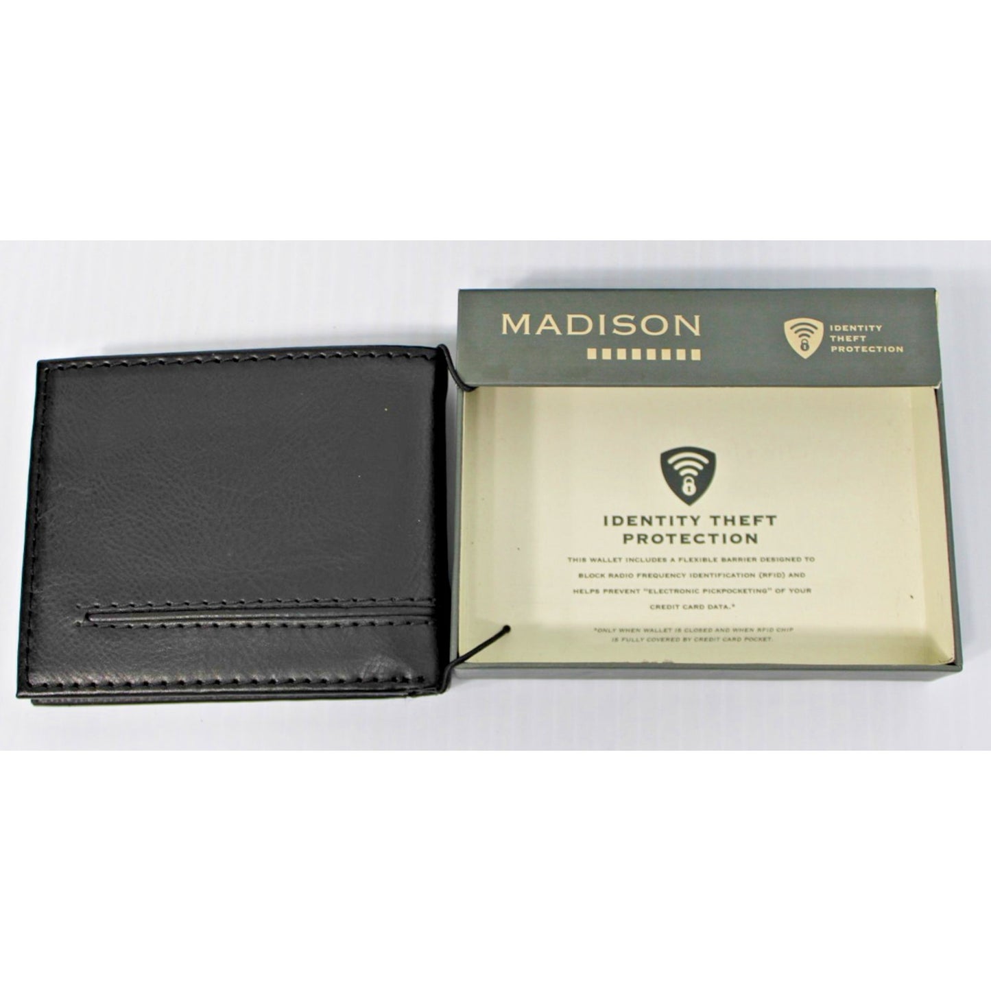 New Madison Men's Wallet, Black, With RFID Protection, Genuine Leather, Boxed