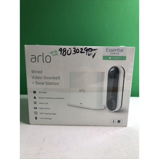 Arlo Essential Series Wired Video Doorbell + Base Station (AVDS1001-1SCNAS) New