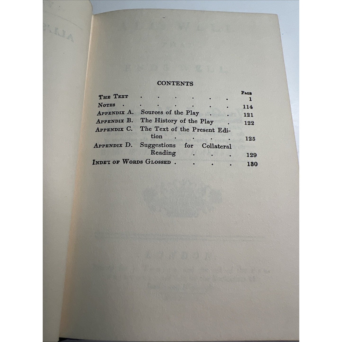 The Yale Shakespeare Hardcover ALL’S WELL THAT ENDS WELL 1965 3rd Printing