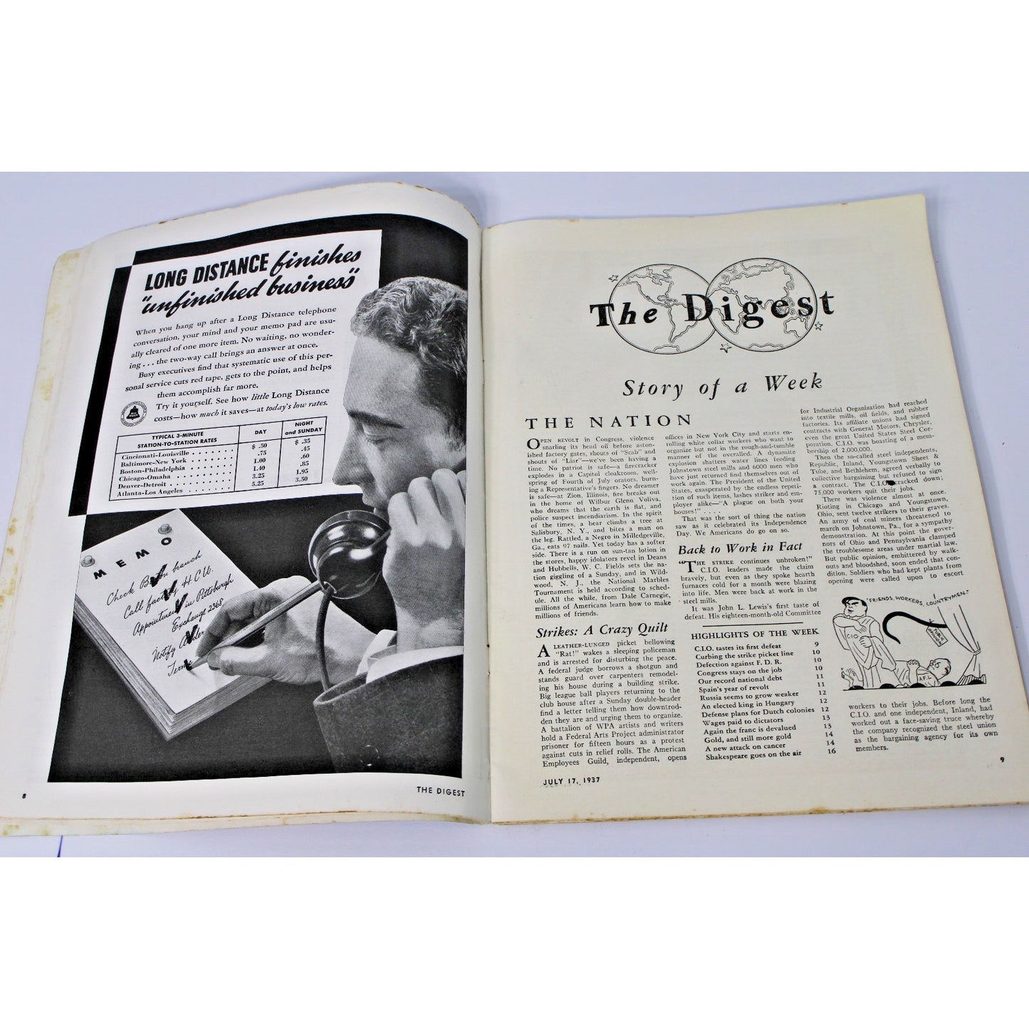 1937 July 17 Literary Digest Magazine-Review Of Reviews, Premier Combined Issue