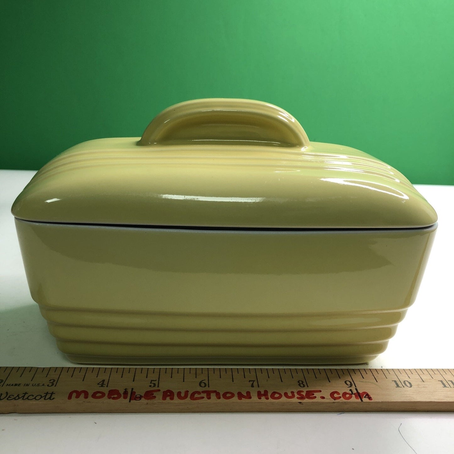 VINTAGE Hall Westinghouse Refrigerator Dish With Lid YELLOW #5064 8.5x5.5x5.5h