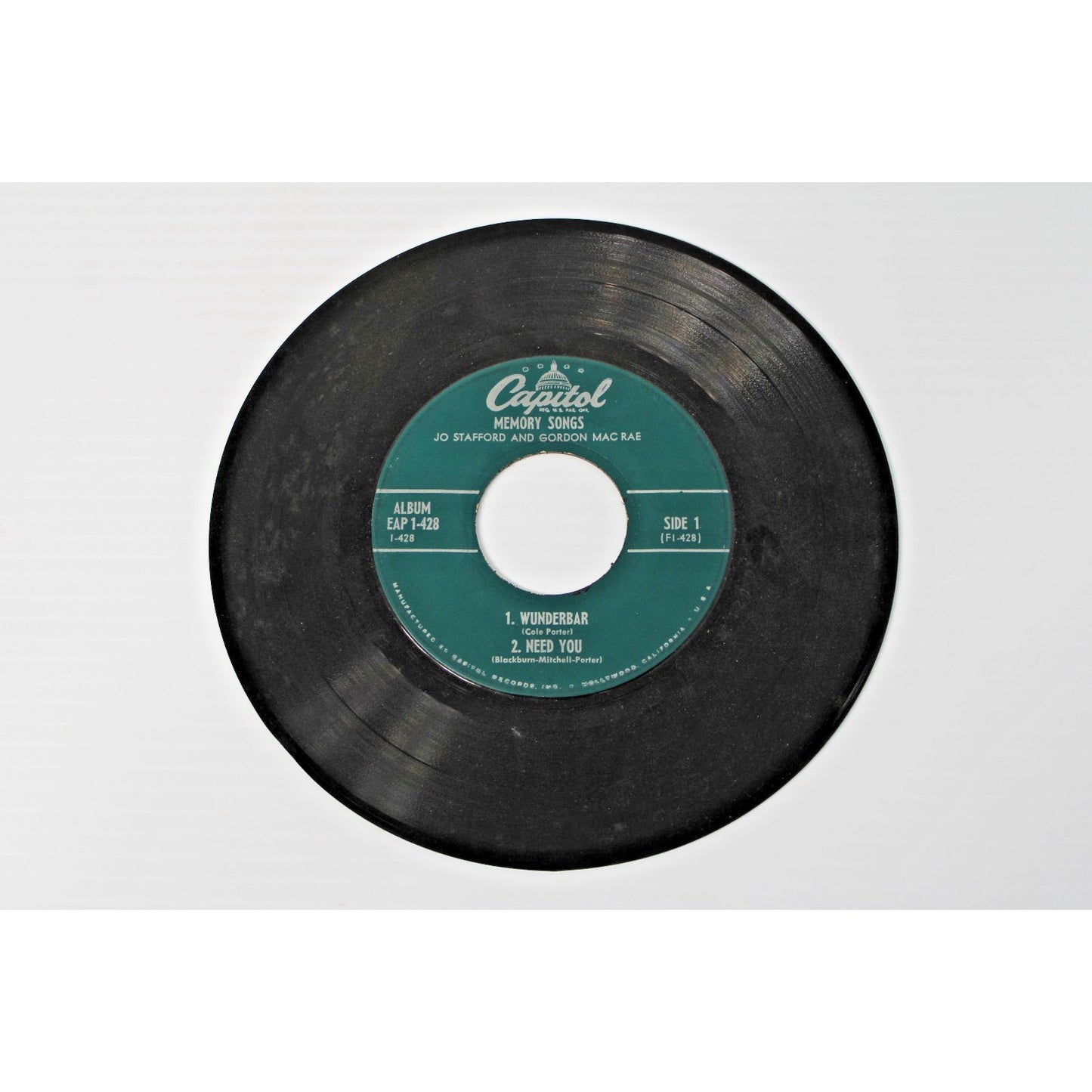 Jo Stafford Gordon MacRae 45rpm 1953 EP Capitol EAP 1-428 Memory Songs