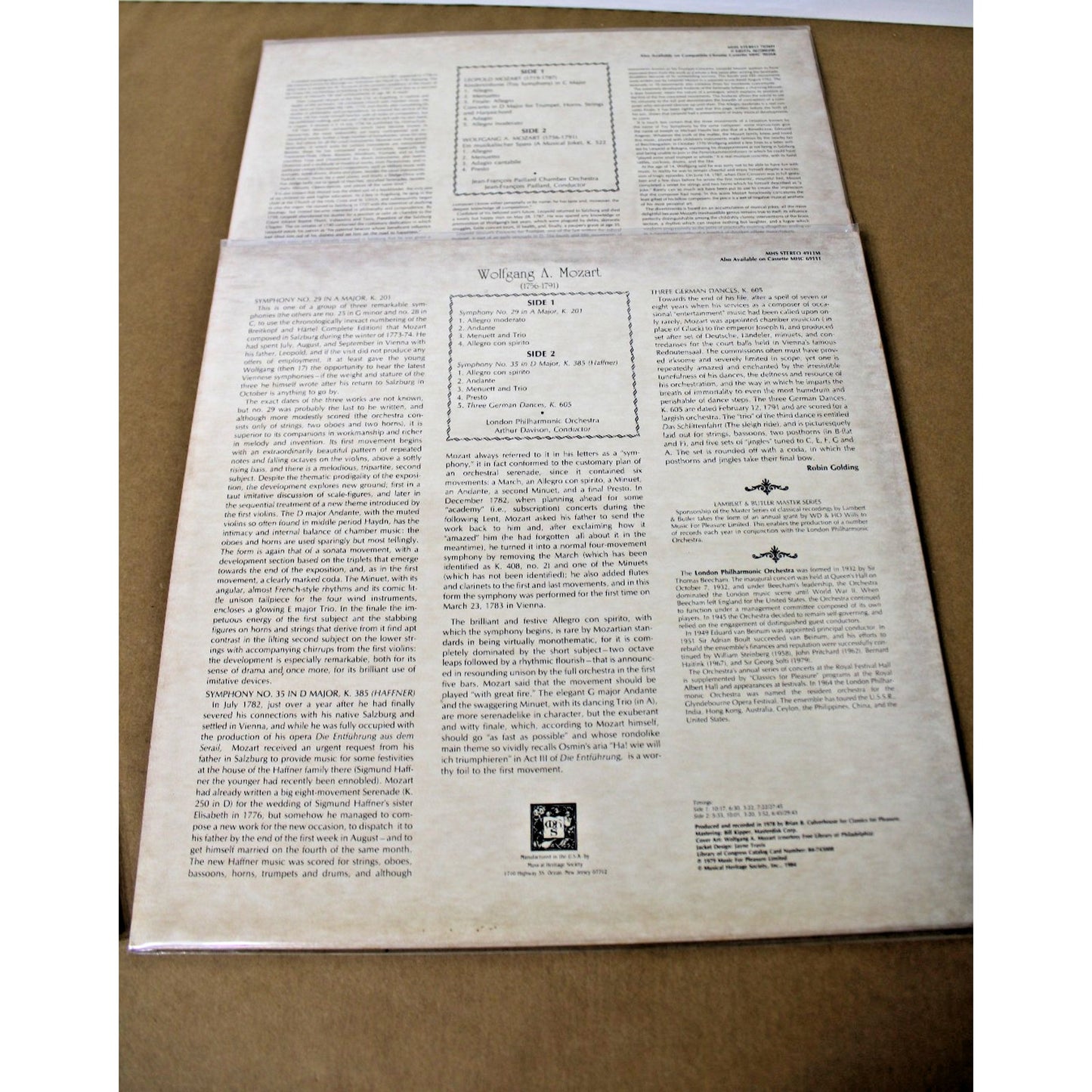 Lot 4: Musical Heritage Society- Mozart Symphonies, Concertos, Dances, Quinetets