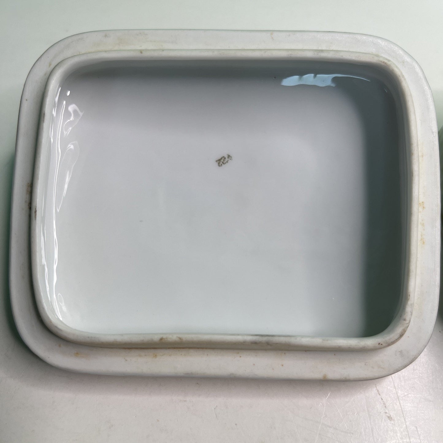 Antique Victoria Austria Covered Sardines China Dish 5” x 4” Figural Fish Handle