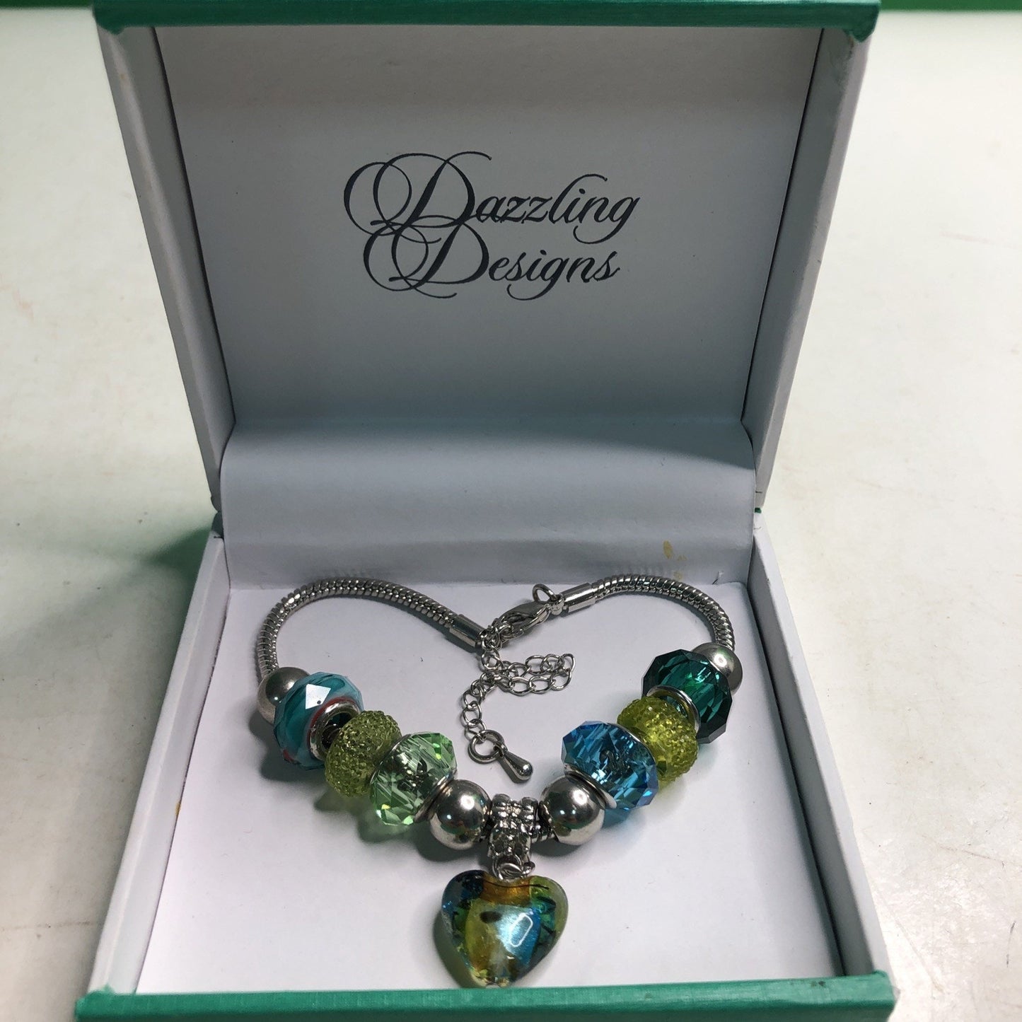 JCPenney Bracelet by Dazzling Designs Beads Heart Charm Gift Box