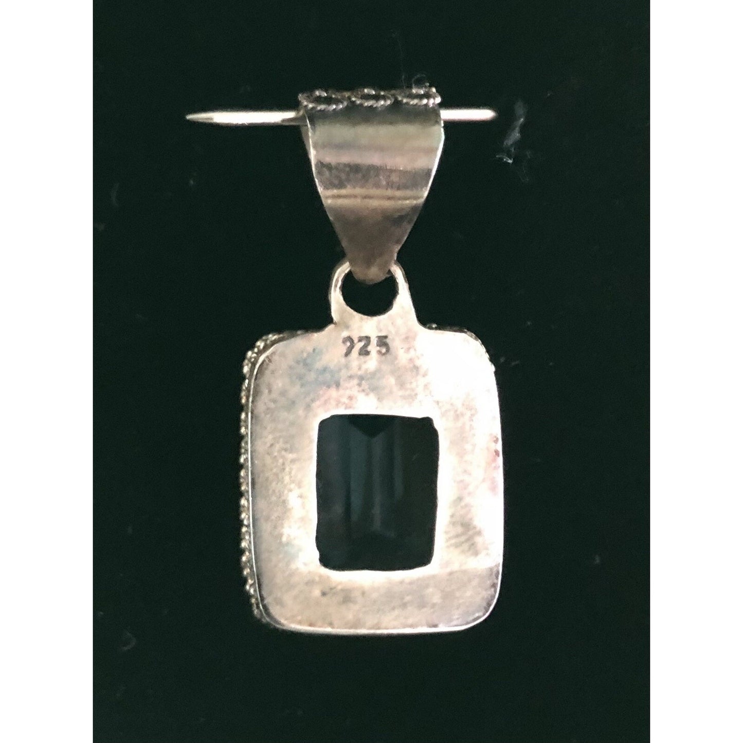 Vintage Blue Topaz Sterling Silver Pendant Filigree Setting 925