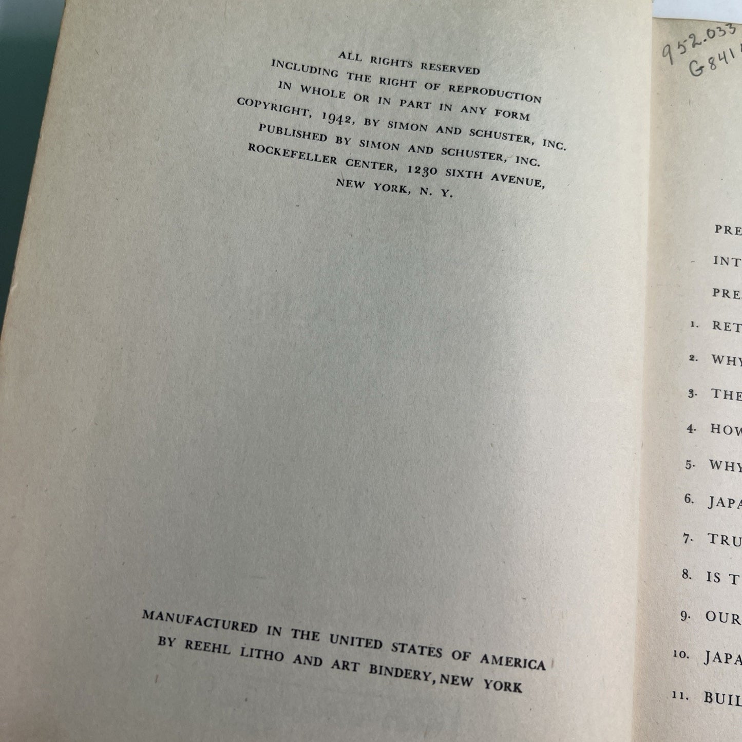 Report From Tokyo Message to American People Joseph C. Grew WWII 1942 HC 1st Ed.