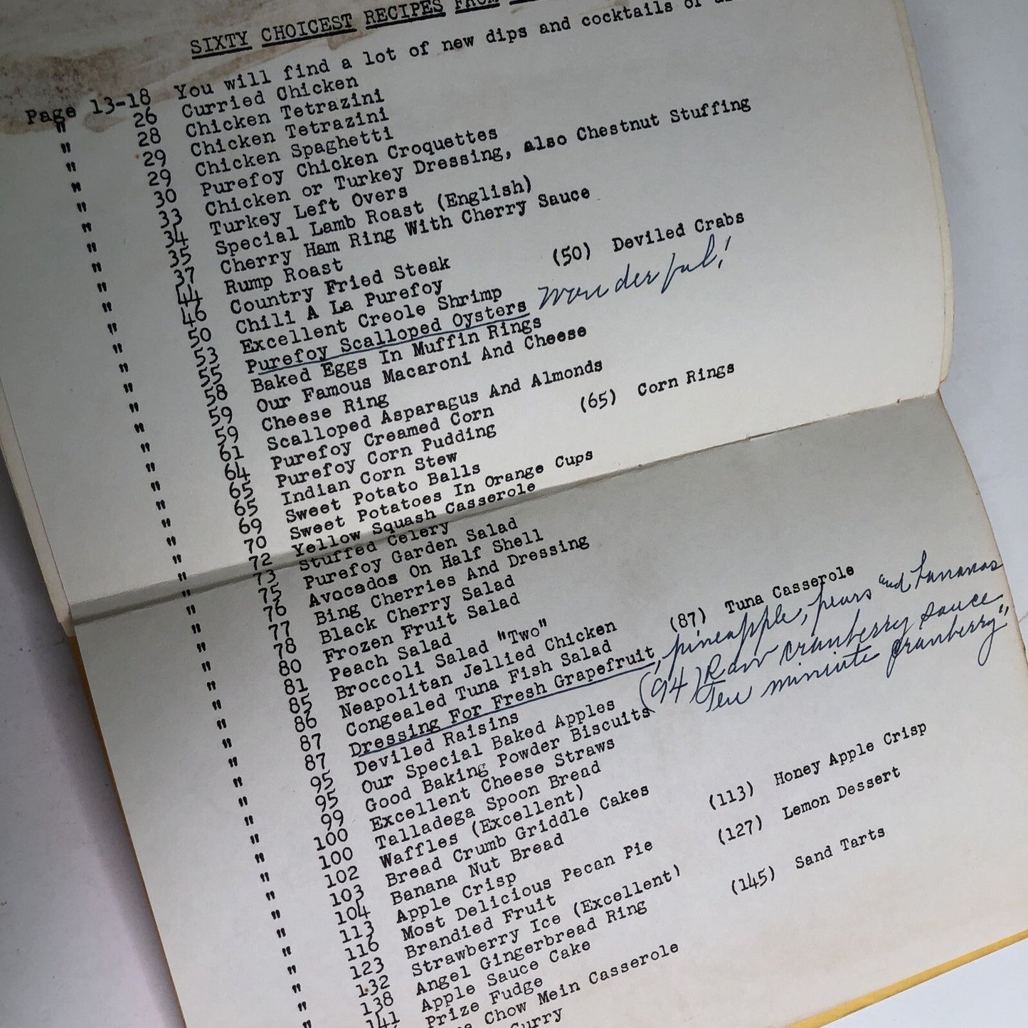 Purefoy Hotel Cook Book 1960 Talladega Alabama Southern Cooking Vintage AL