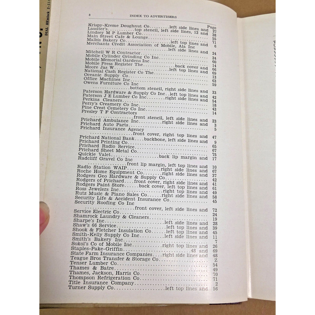 1956 Polk’s Prichard Alabama City Directory - Vintage Mobile County History
