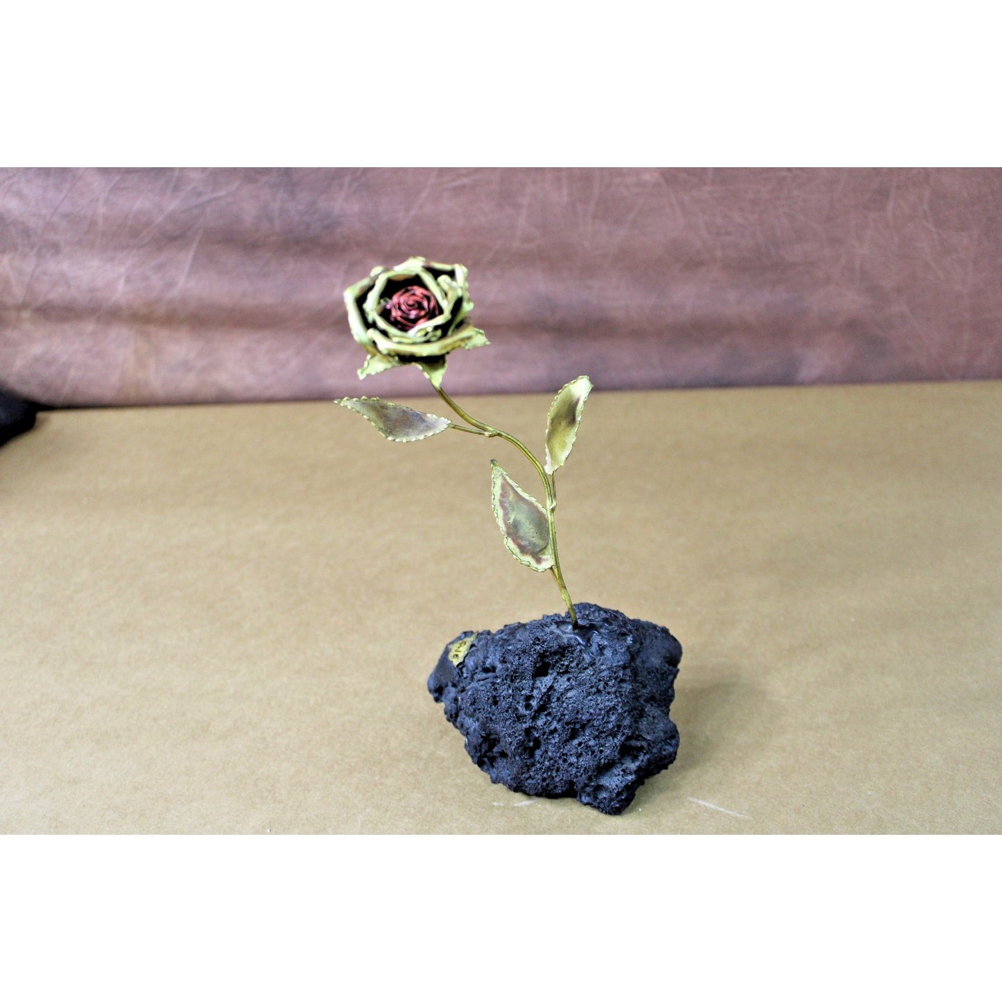 Brass Copper Rose Metal Sculpture Keepsake Personalized "Cole"