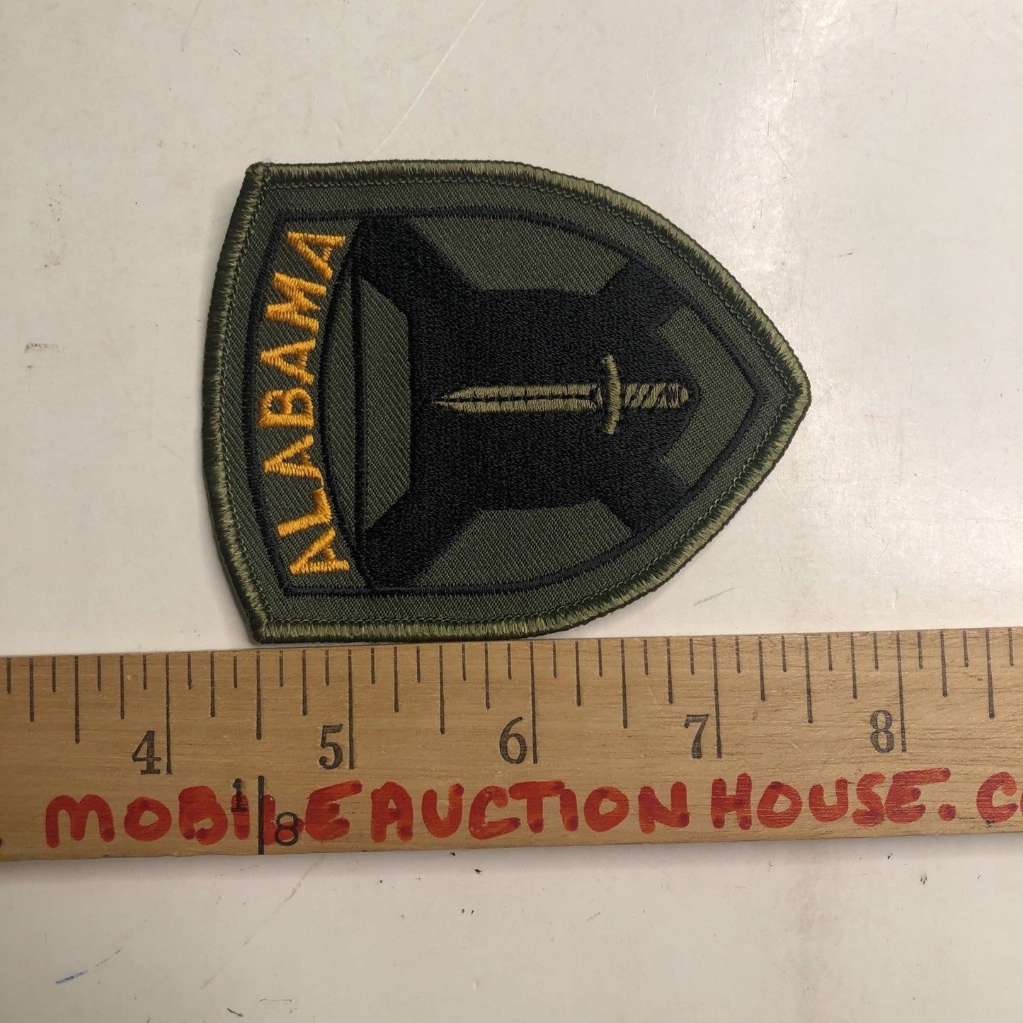 ARMY Emdroidered Patch, ALABAMA STATE GUARD Sword OD (Olive Drab) Green 3.5”