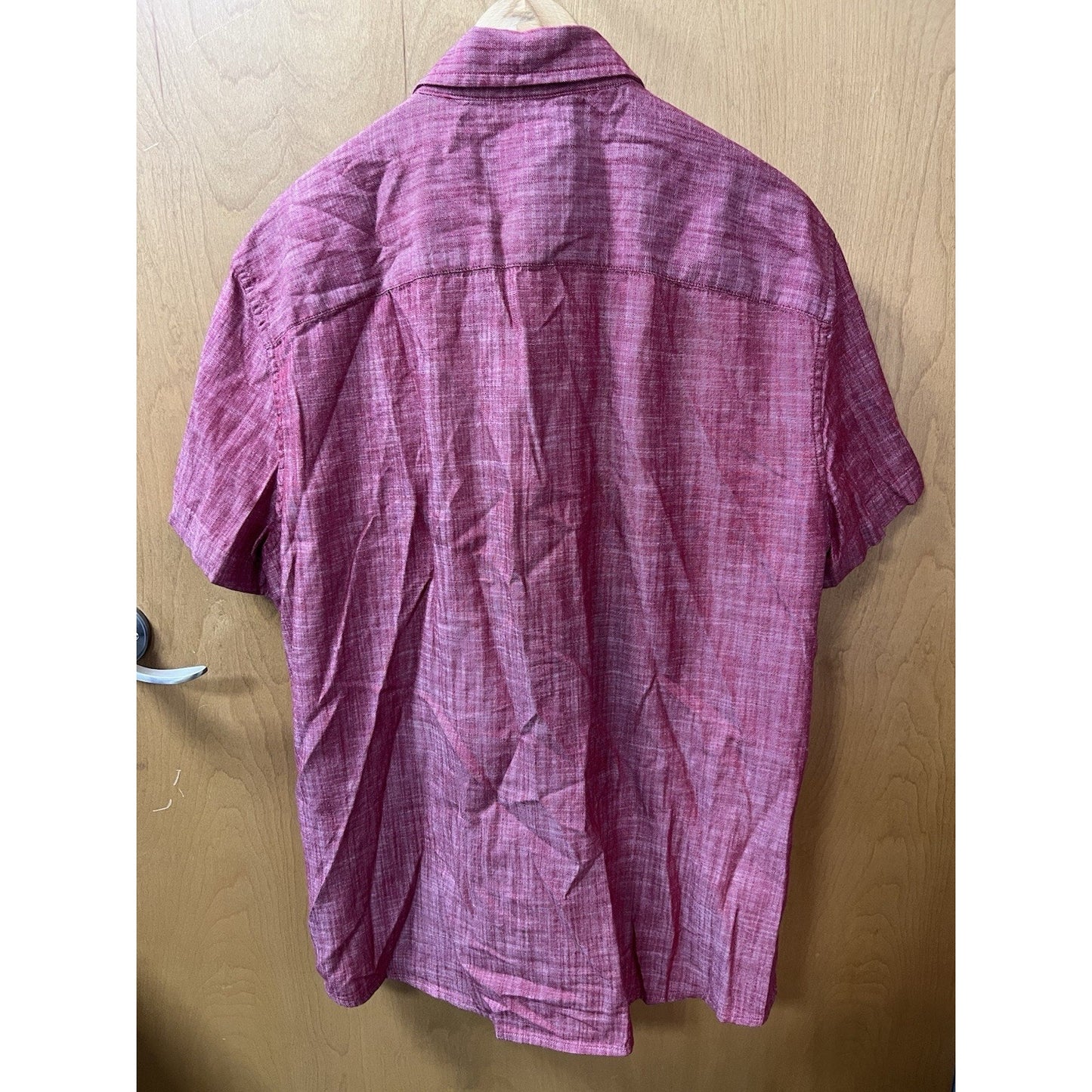 St Johns Bay Mens XL Red No Tuck Short Sleeve 100% Cotton Button Down Shirt