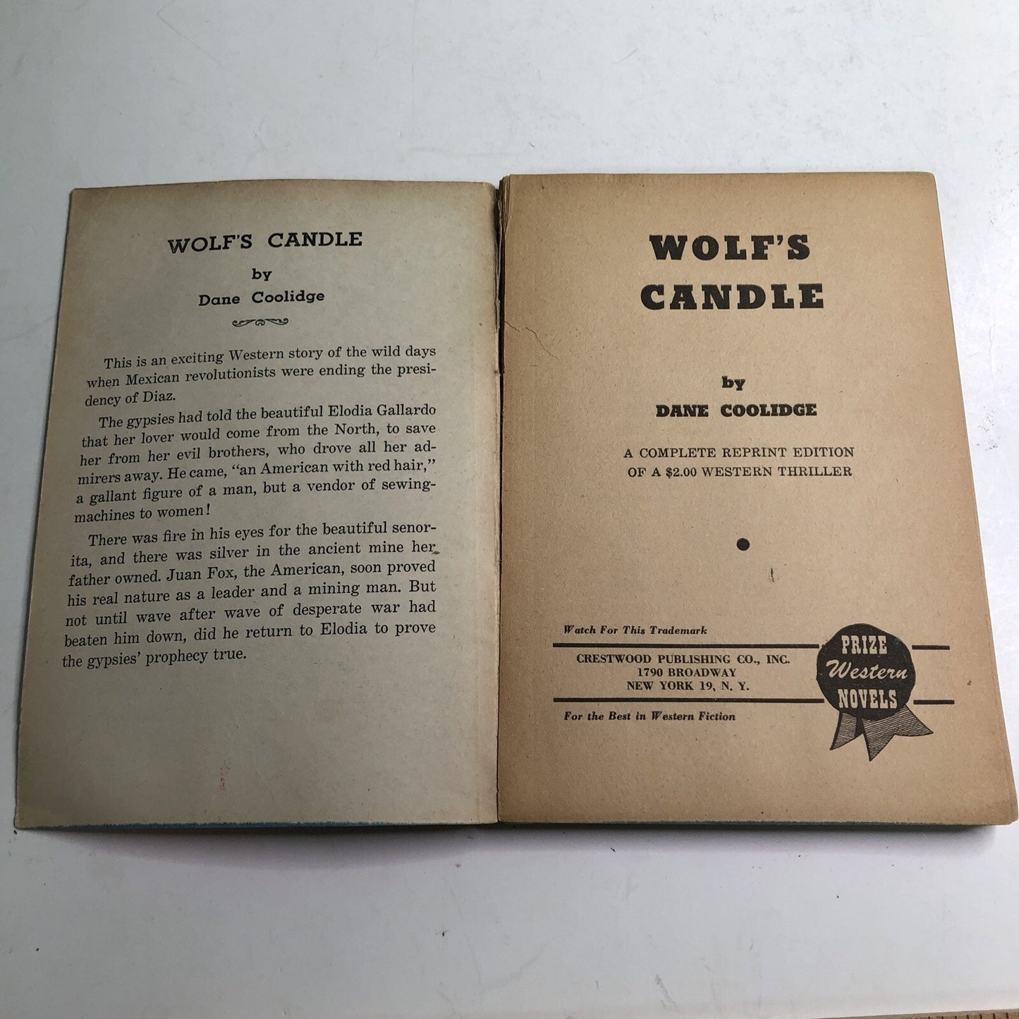 Wolf's Candle by Dane Coolidge 1947 Paperback Reprint Of Original 1935 Western