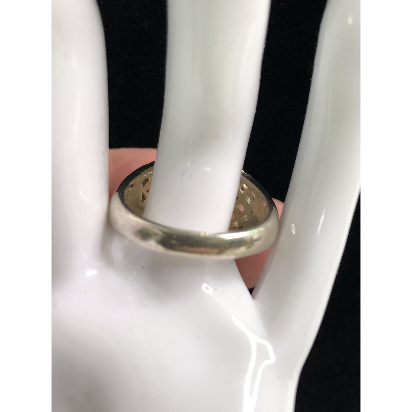 Vintage Sterling Silver RING SIZE 10 Teardrop Clear Stone Lattice Pattern Shank