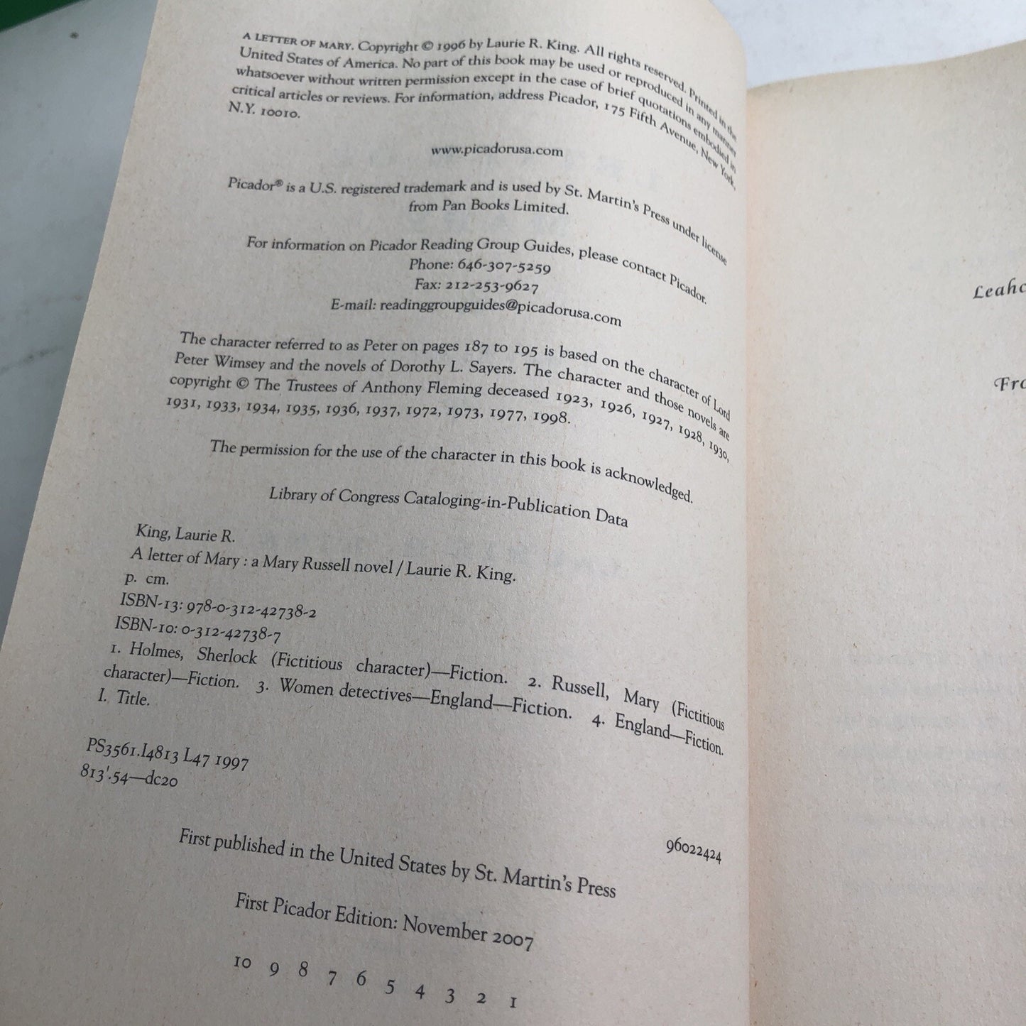 A Letter Of Mary Laurie R. King (Paperback, 1996)