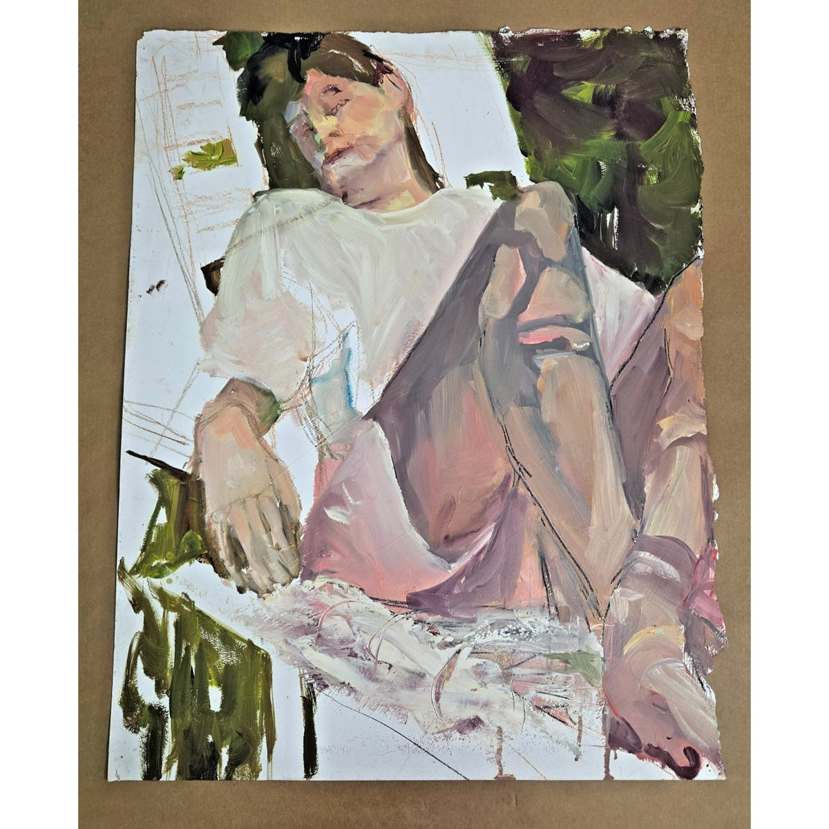 Vintage Original Impressionist Figure Study - Unsigned Studio Oil Painting