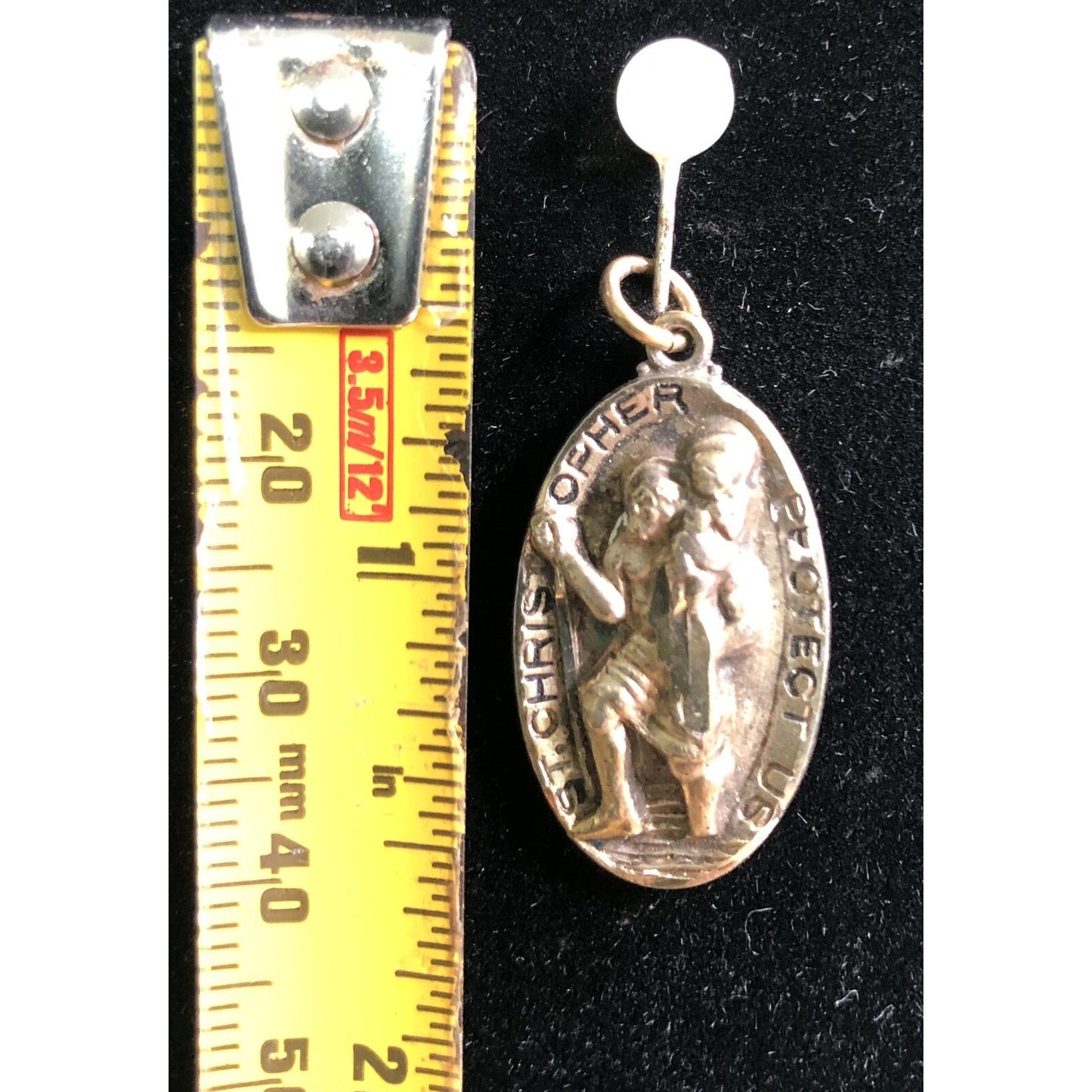 Antique Harry F. Barrows Sterling St. Christopher Medal Pendant Charm