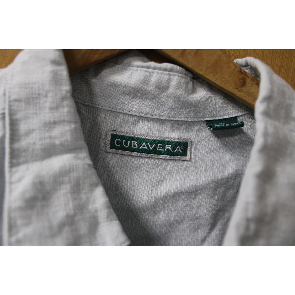 Cubavera Men's XL Short-Sleeve Linen-Blend Guayabera-Style Camp Shirt Blue