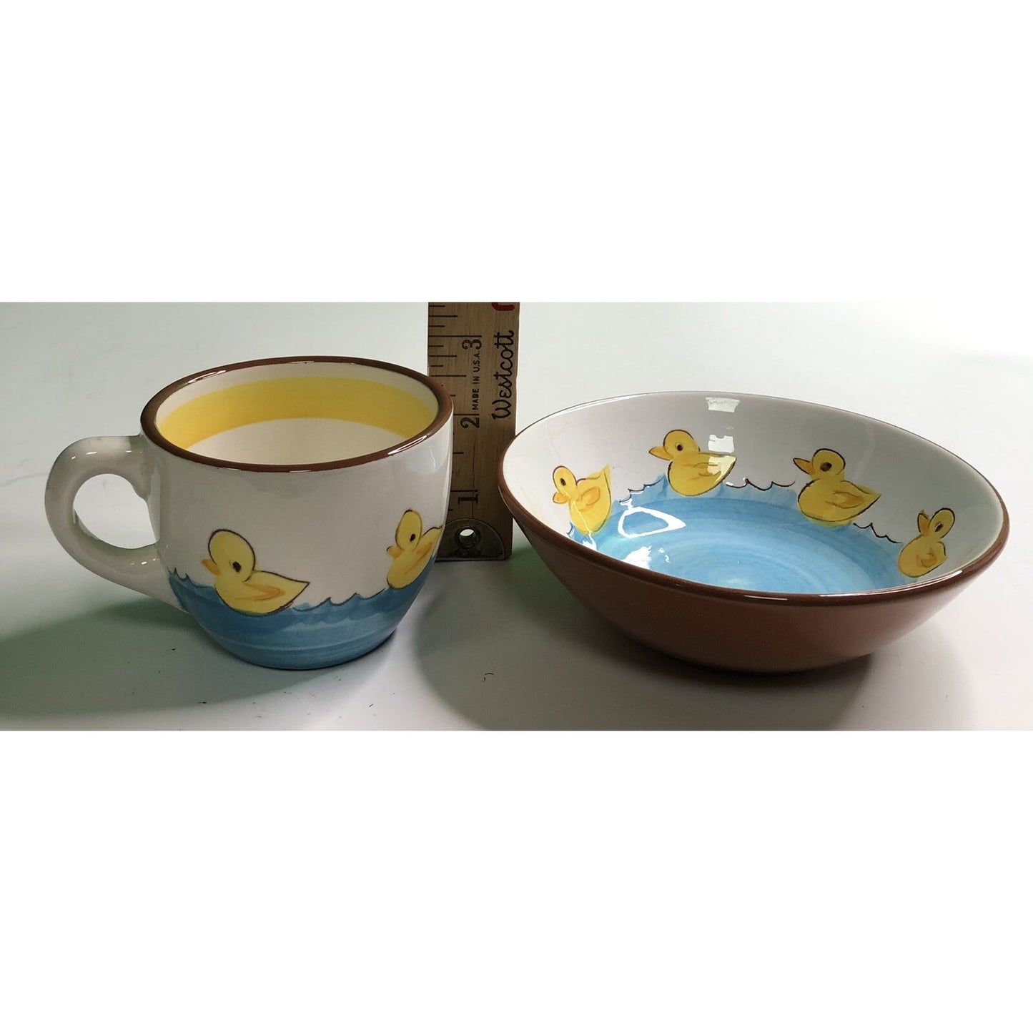 Vintage STANGL POTTERY Little Quackers 5.5 Inch Bowl & Cup #4046 Trenton NJ Duck