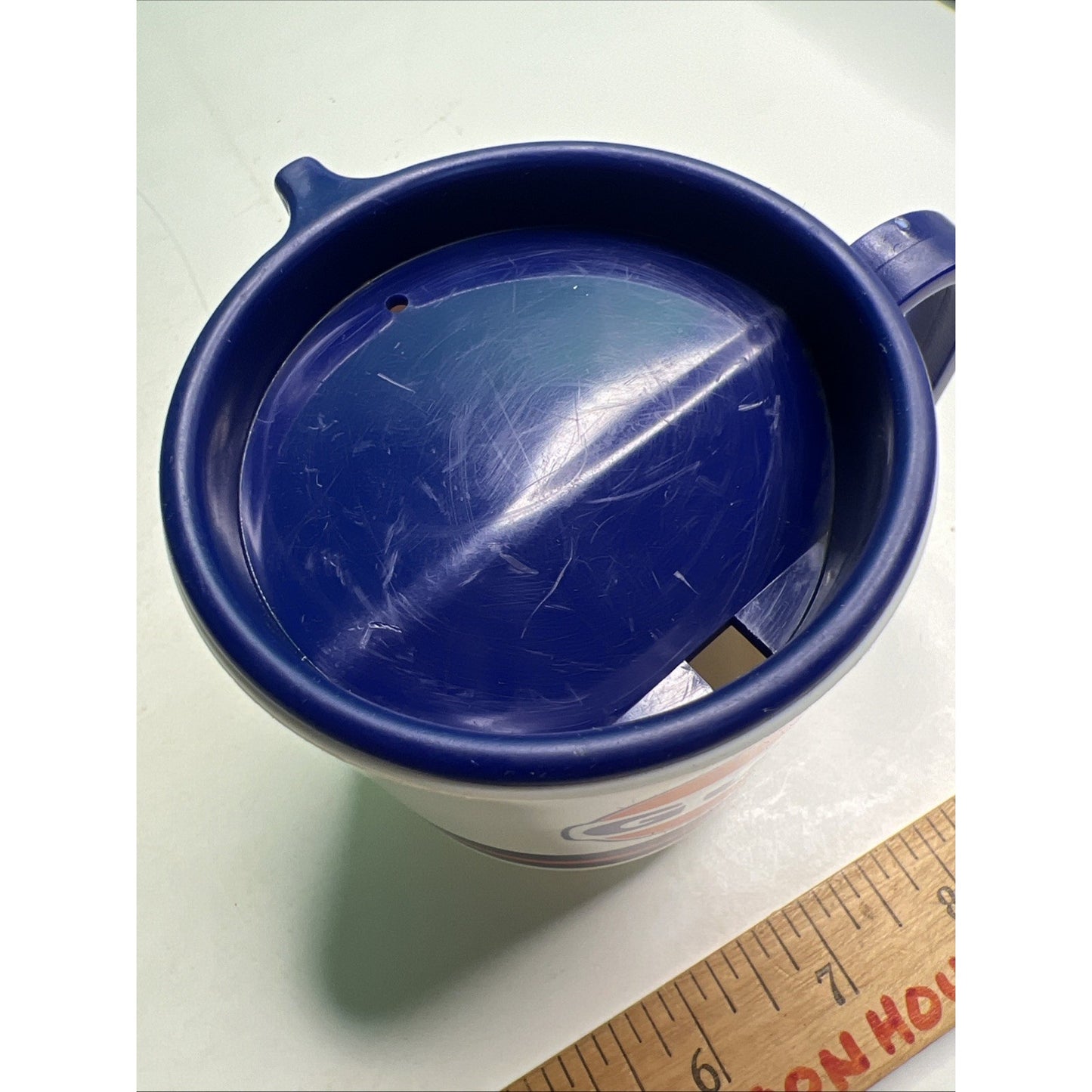 Vintage 1980s Gulf Oil Advertising Travel Mug Small Plastic Cup With Lid