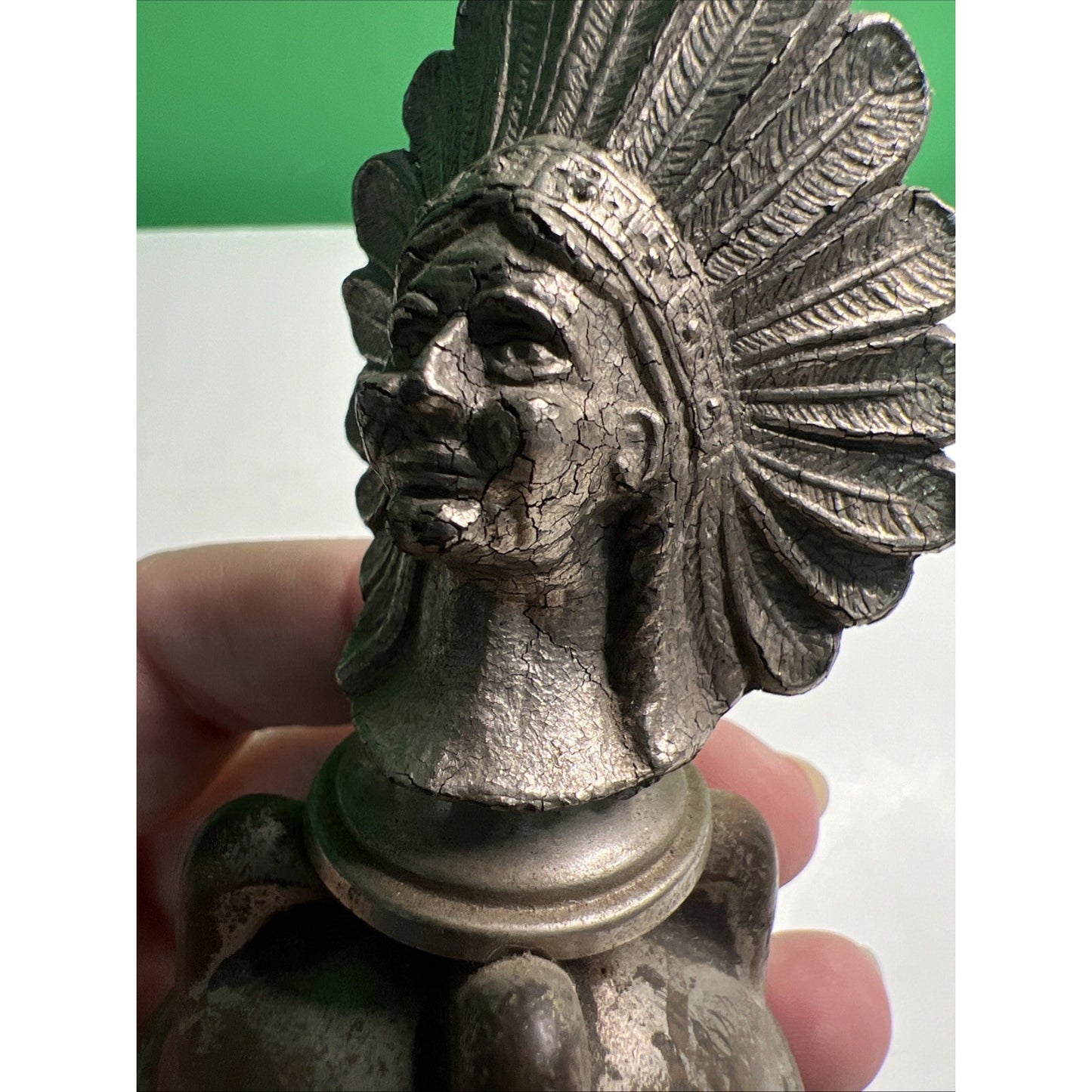 Vintage Metal Indian Chief Radiator Cap Hood Ornament Pontiac Rat Rod No Marks
