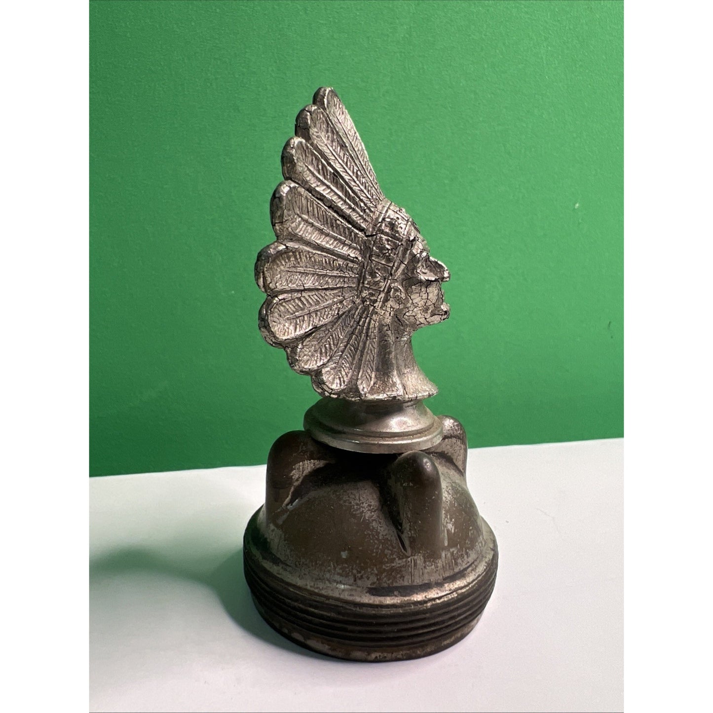 Vintage Metal Indian Chief Radiator Cap Hood Ornament Pontiac Rat Rod No Marks