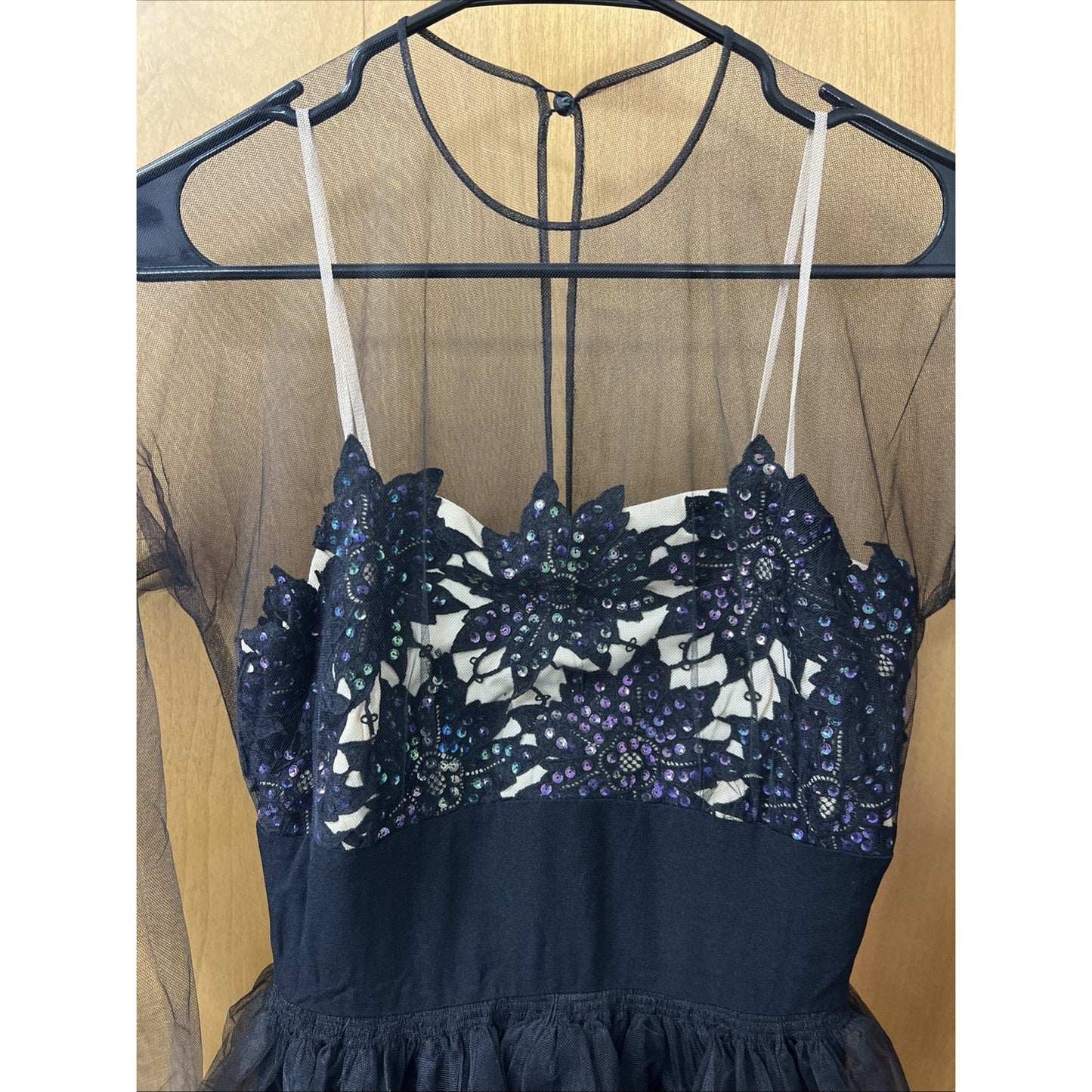 1940’s BENHAM ORIGINAL Mesh Sleeve Sequined Bodice Evening or Cocktail Dress