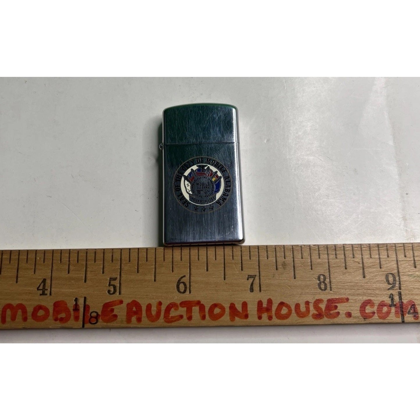 Vintage Zippo Slim Lighter Seal of the City Mobile Alabama Founded 1702