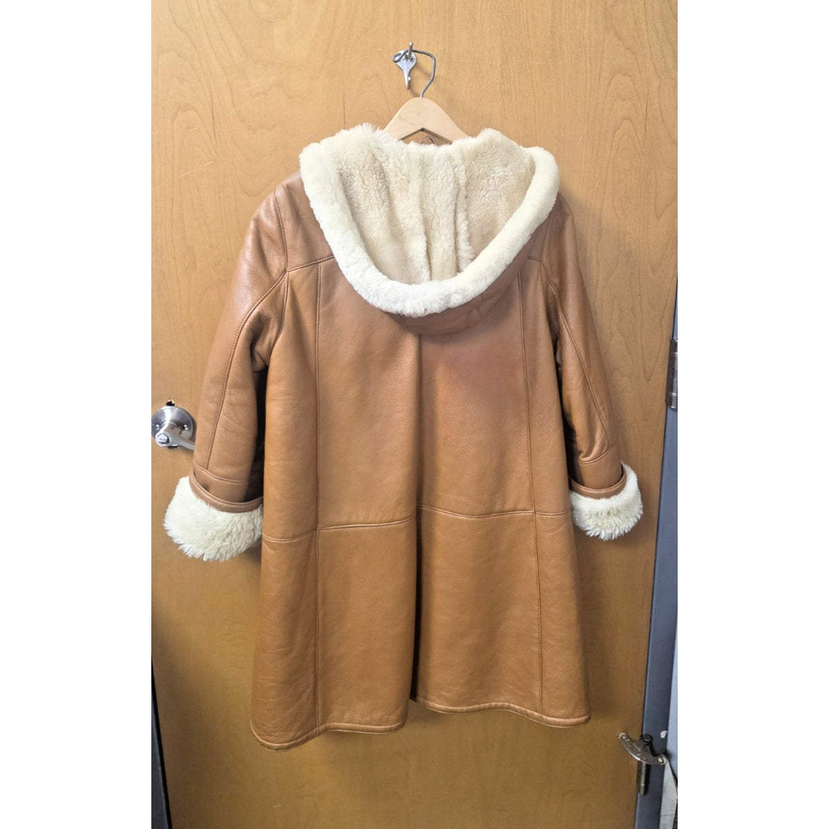 Vintage Italian Shearling Hooded Coat | Real Leather & Wool | US 8 / IT 44