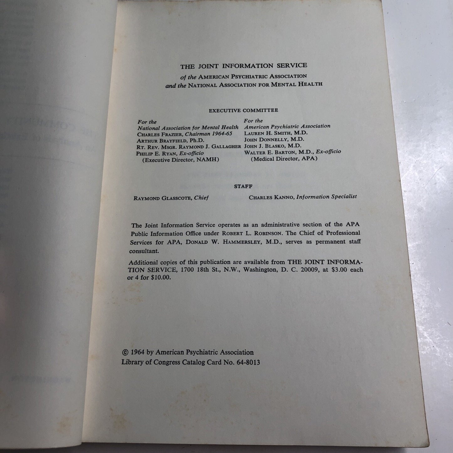 1964 The Community Mental Health Center An Analysis Of Existing Models PB