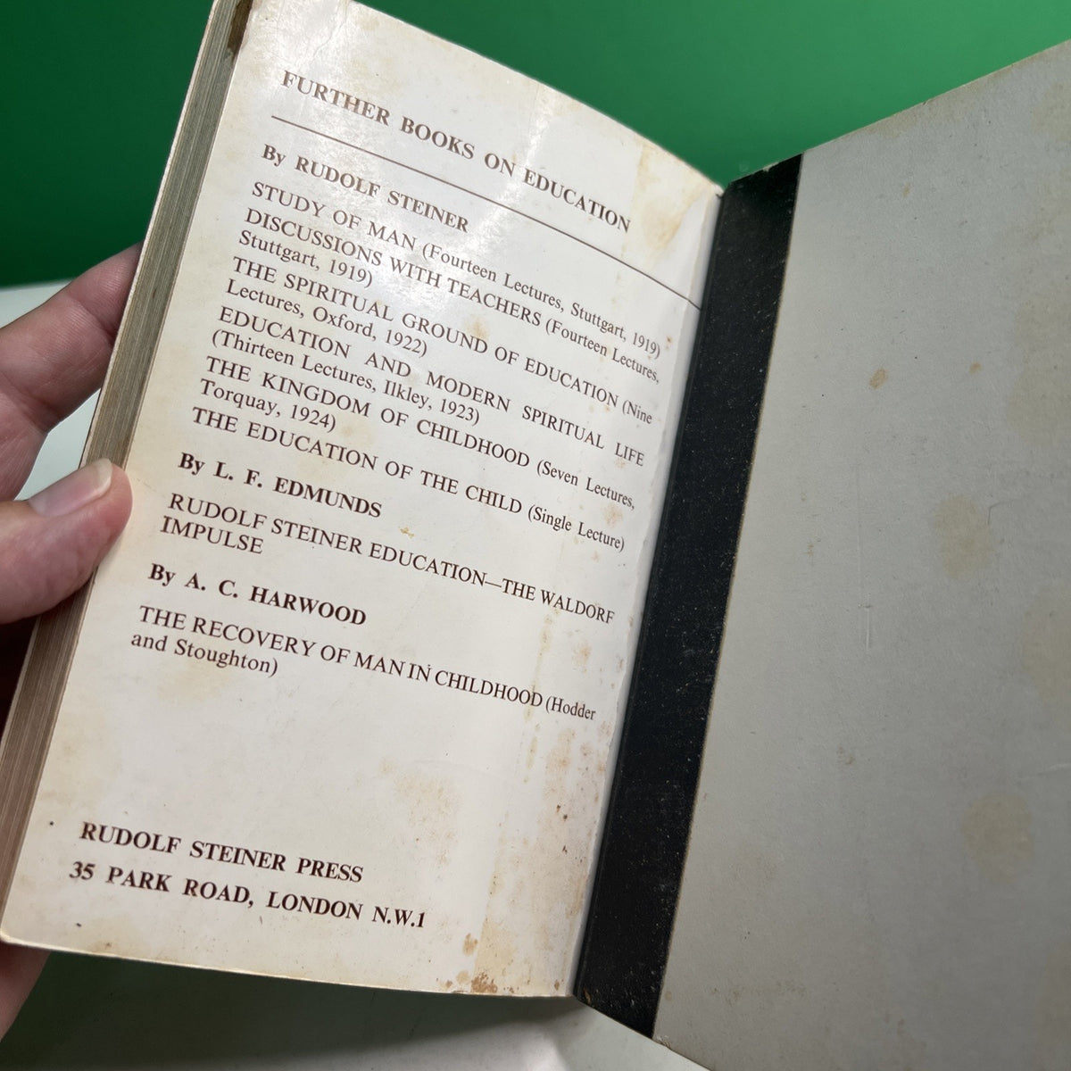 The Way of a Child by A. C. Harwood 1967 PB/HC Bound Ex Library Rudolph Steiner